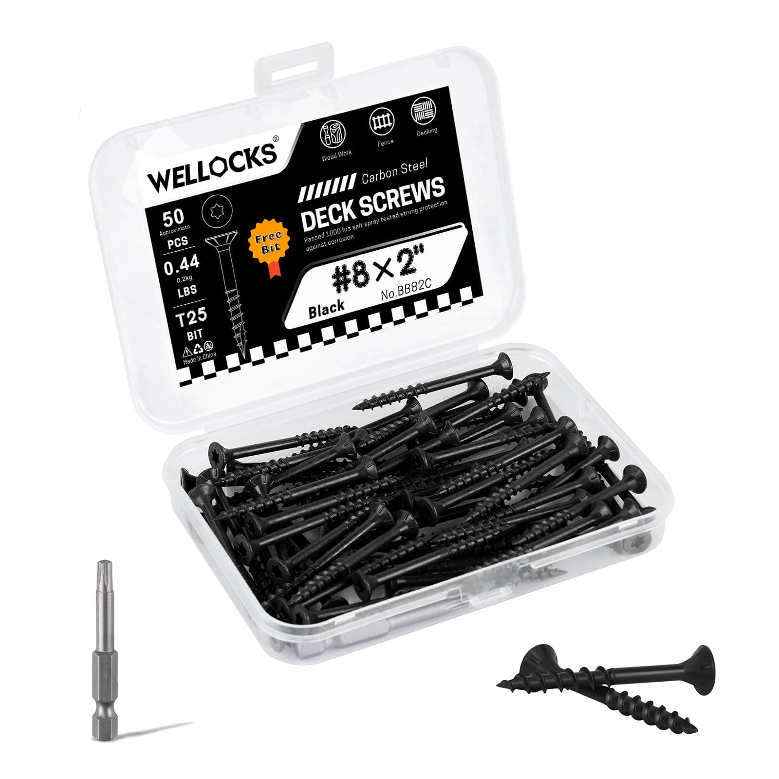WELLOCKS #8 x 2 in Black Deck Screws, 0.44 lbs Trial Size