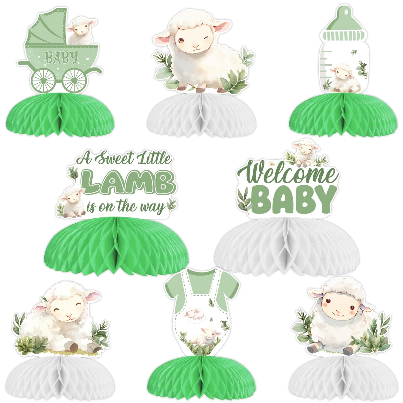 Sheep Party Decorations Lamb Baby Shower Decors 8pcs A Sweet Little Lamb Is On The Way Honeycomb Centerpieces Farm Animal Table Decor Little Lamb Welcome Baby Gender Reveal Birthday Party Supplies