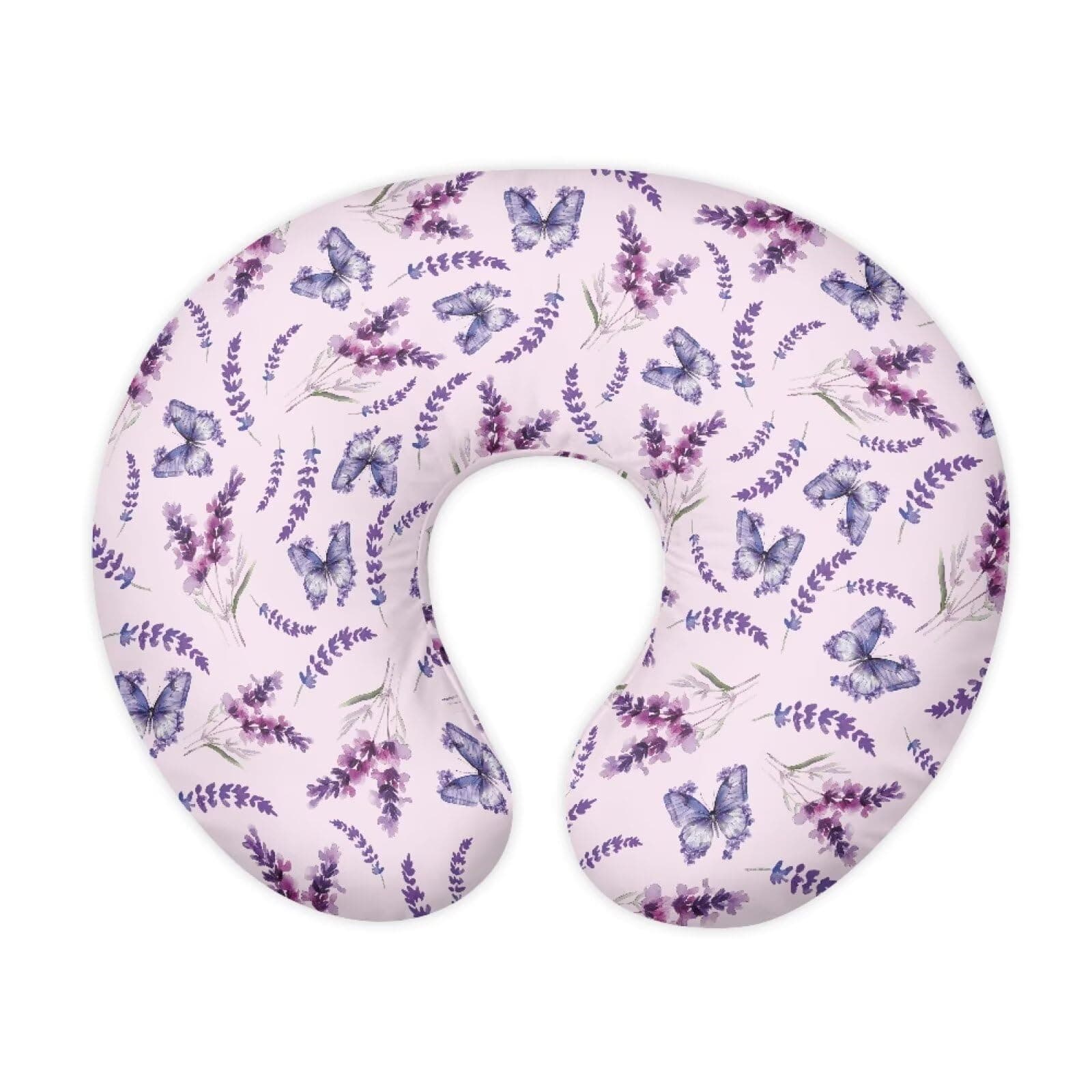 Drnuikhe Nursing Pillow Covers for Breastfeeding and Bottle Feeding,Lavender Butterfly Print Breastfeeding Pillowcase Safely Premium Quick-Dry Fabric Cover