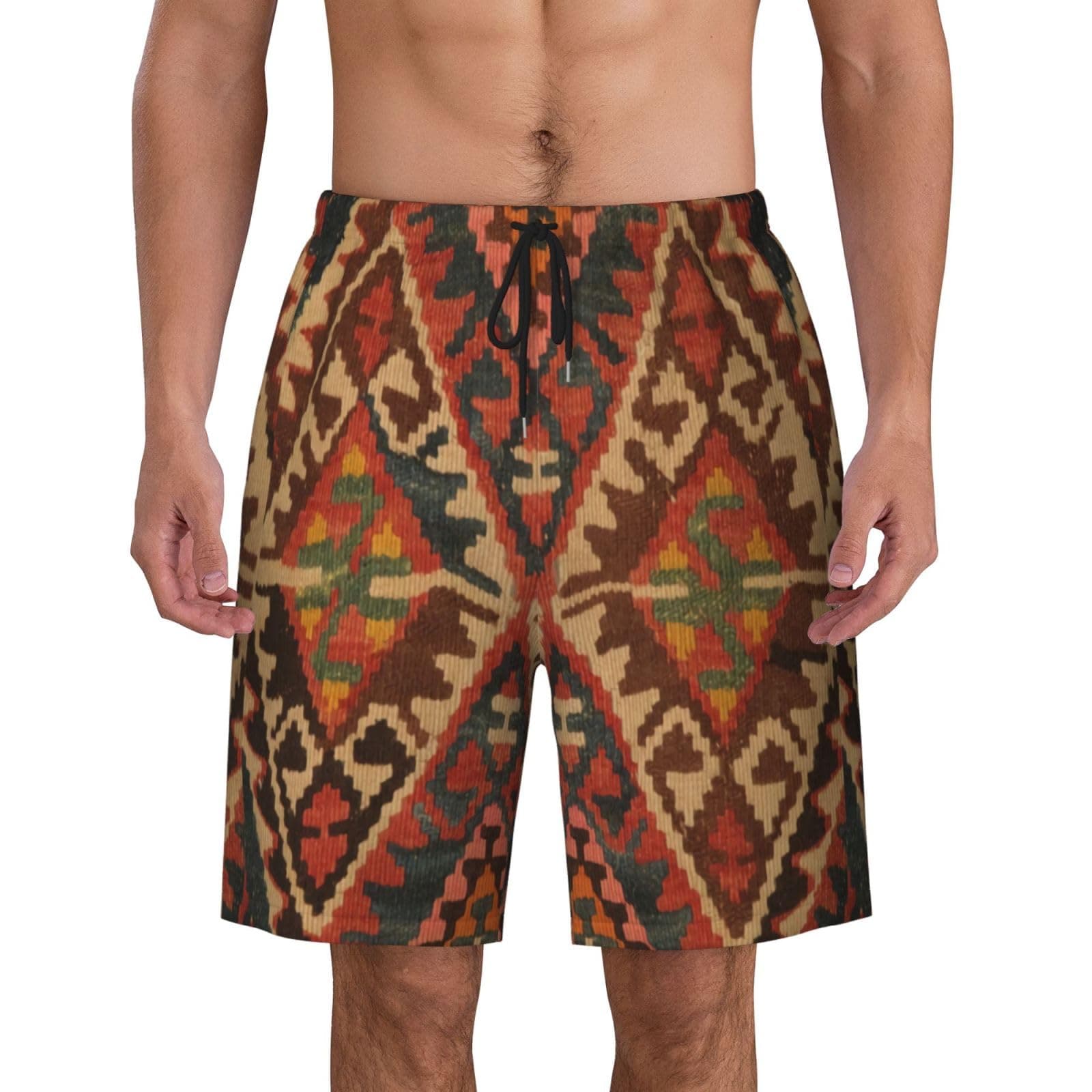 Paruiny Antique Turkish Oriental Soft & Quick-Drying Mens Beach Pants,Lightweight Loose-Fitting Swim Trunks,for Swimming,Surfing & Relaxation X-Large Black