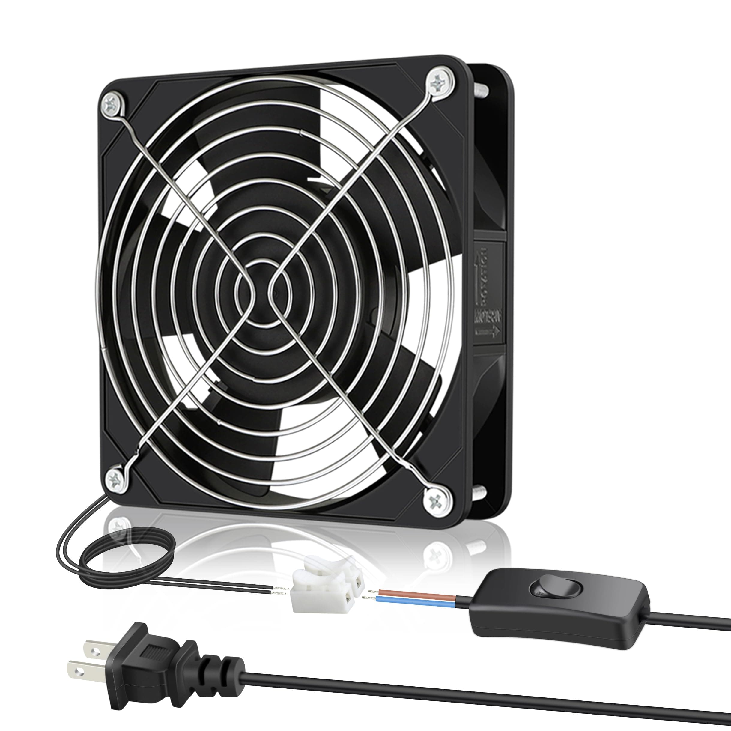 GDSTIME Small Computer Fan, 120mm 12 Volt Square Fan 110V 120V AC Powered