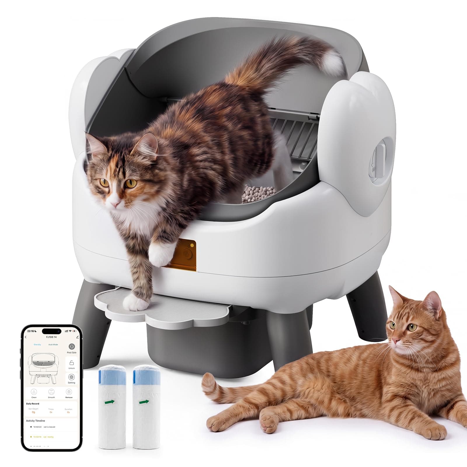 Automatic Litter Box Self Cleaning for Multiple Cats