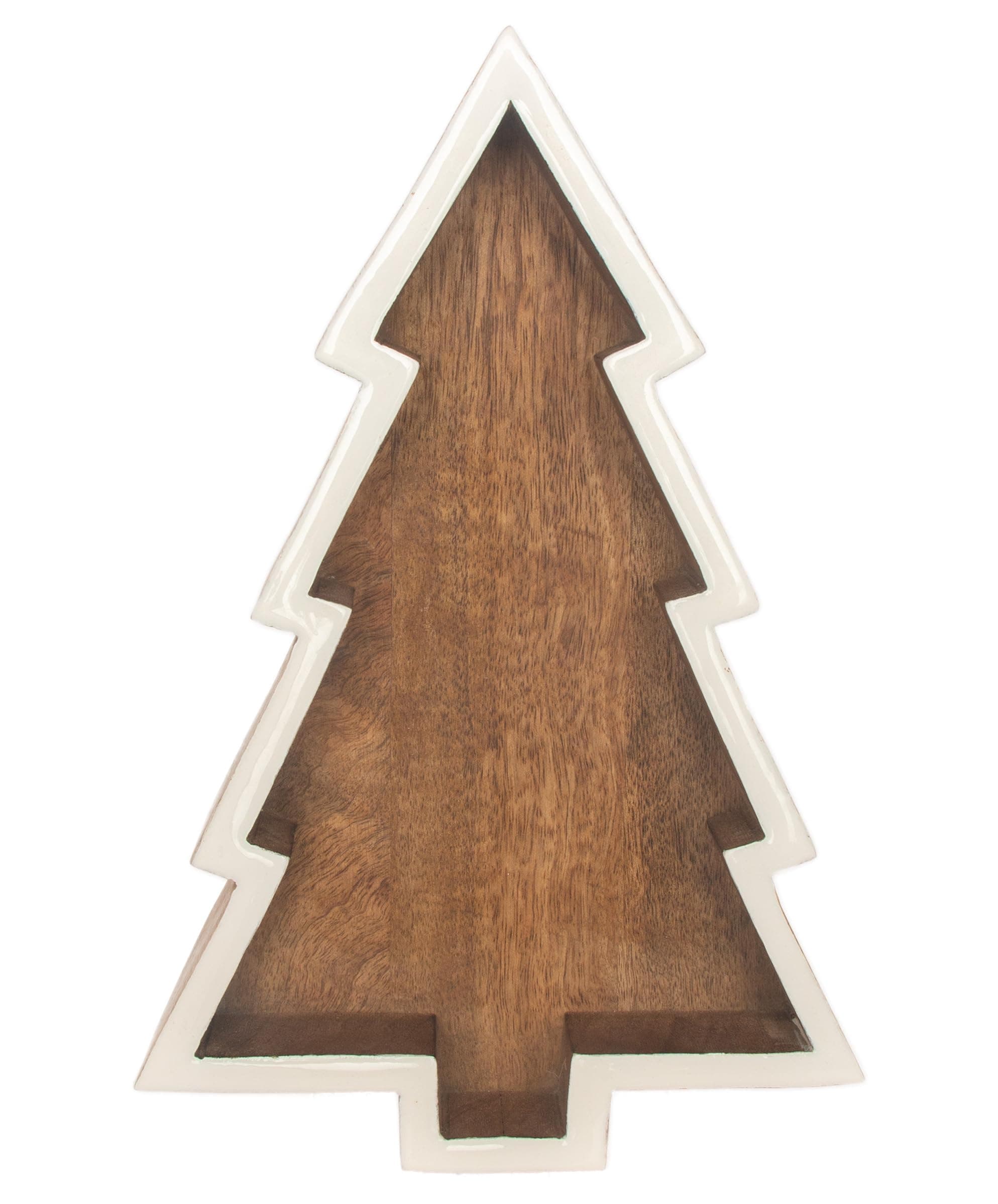 Boston International Mango Wood Tray Winter Decorative Platter, 13.75" x 9", Christmas Tree
