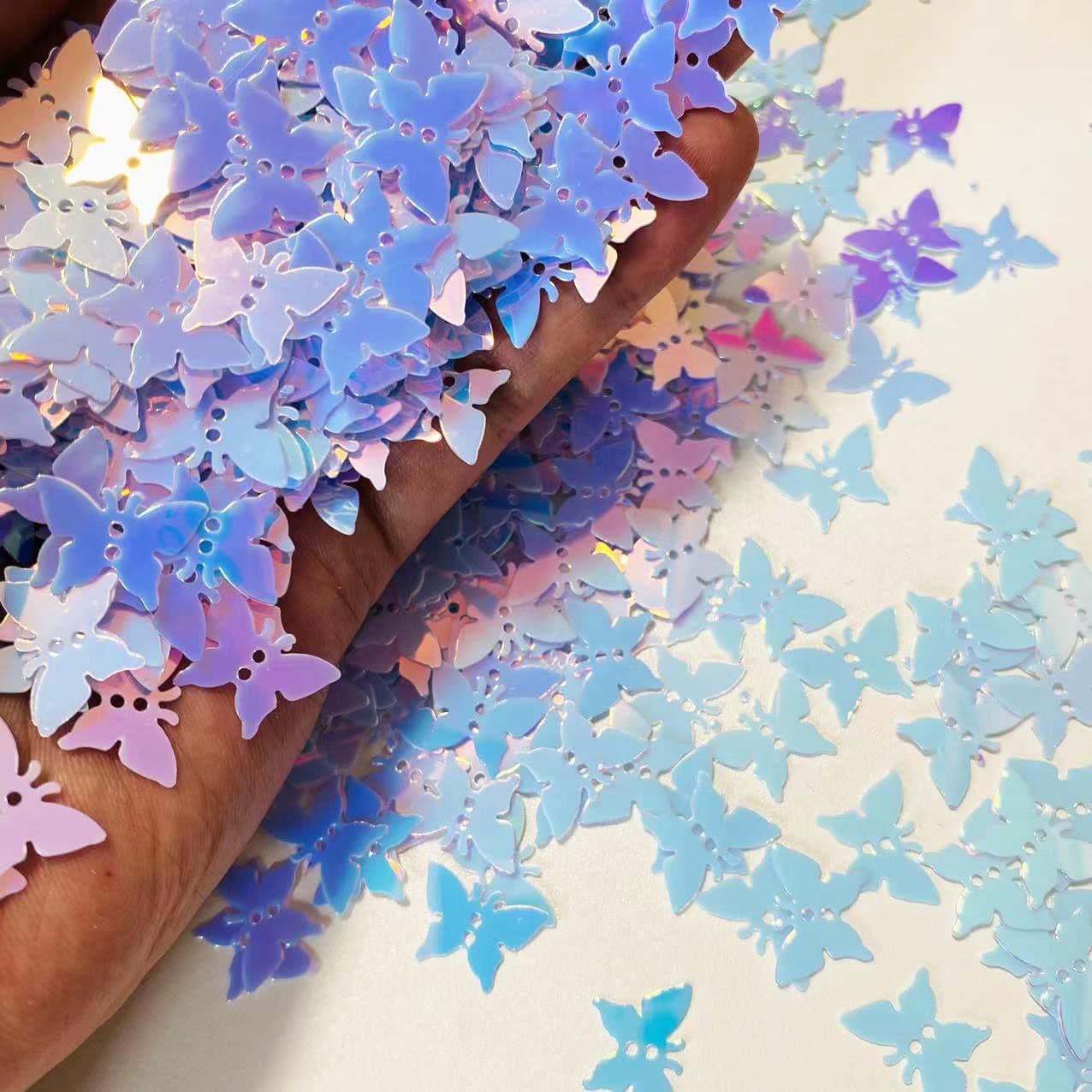 2000 Pieces Holographic Butterfly Party Glitter PVC Confetti for Handicrafts, Card DIY, Engagement Wedding Bridal Shower Birthday Valentines Party Decorations (White)