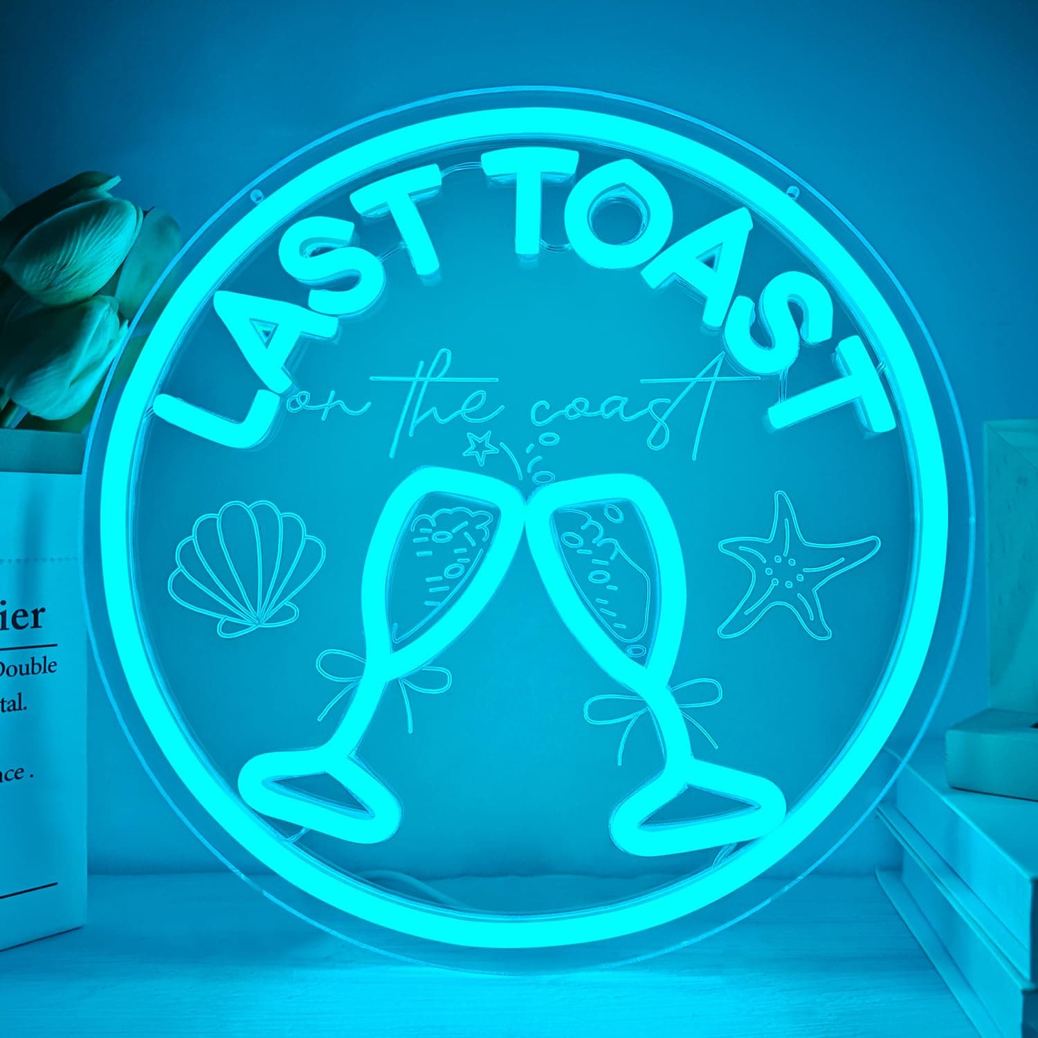 FuugZze Last Toast on The Coast Neon Signs for Wall Decor Coastal Neon Lights for Bedroom Last Toast on The Coast Led Signs for Bedroom Wall Dimmable Light Up Sign for Bachelorette Party Decorations