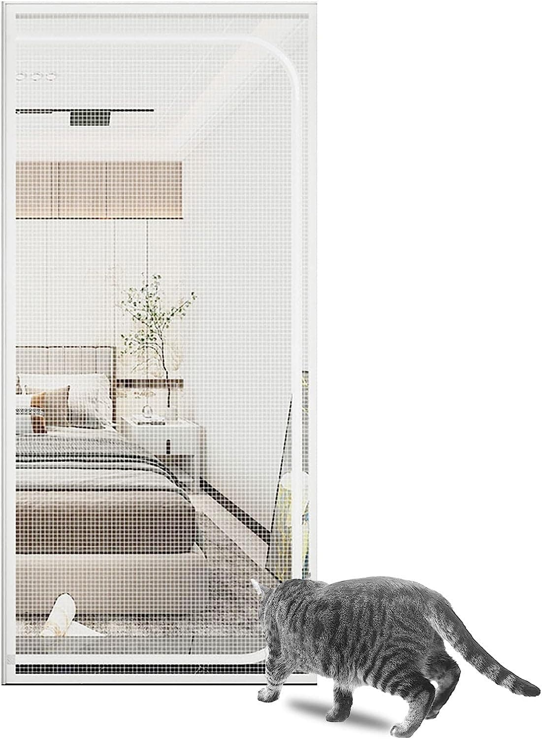 Cat Screen Door Pet Resistant Mesh Screen Door, Custom Insect Fly Mesh Anti Mosquito Fly Curtain Door Nets with Zipper, Prevent Dogs Cats from Running Around(B,100x220cm)