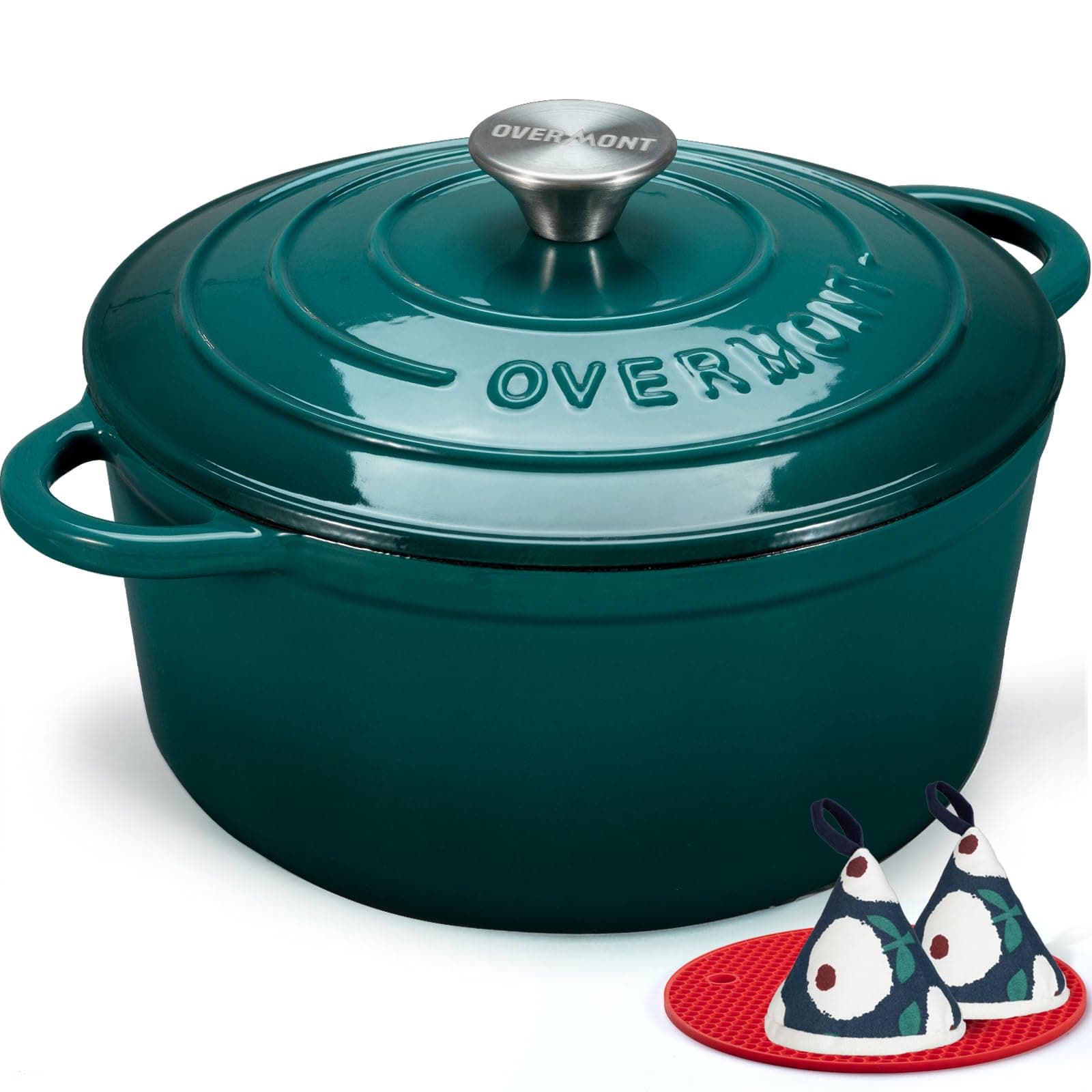 Overmont Enameled Cast Iron Dutch Oven - 5.5QT Pot with Lid Cookbook