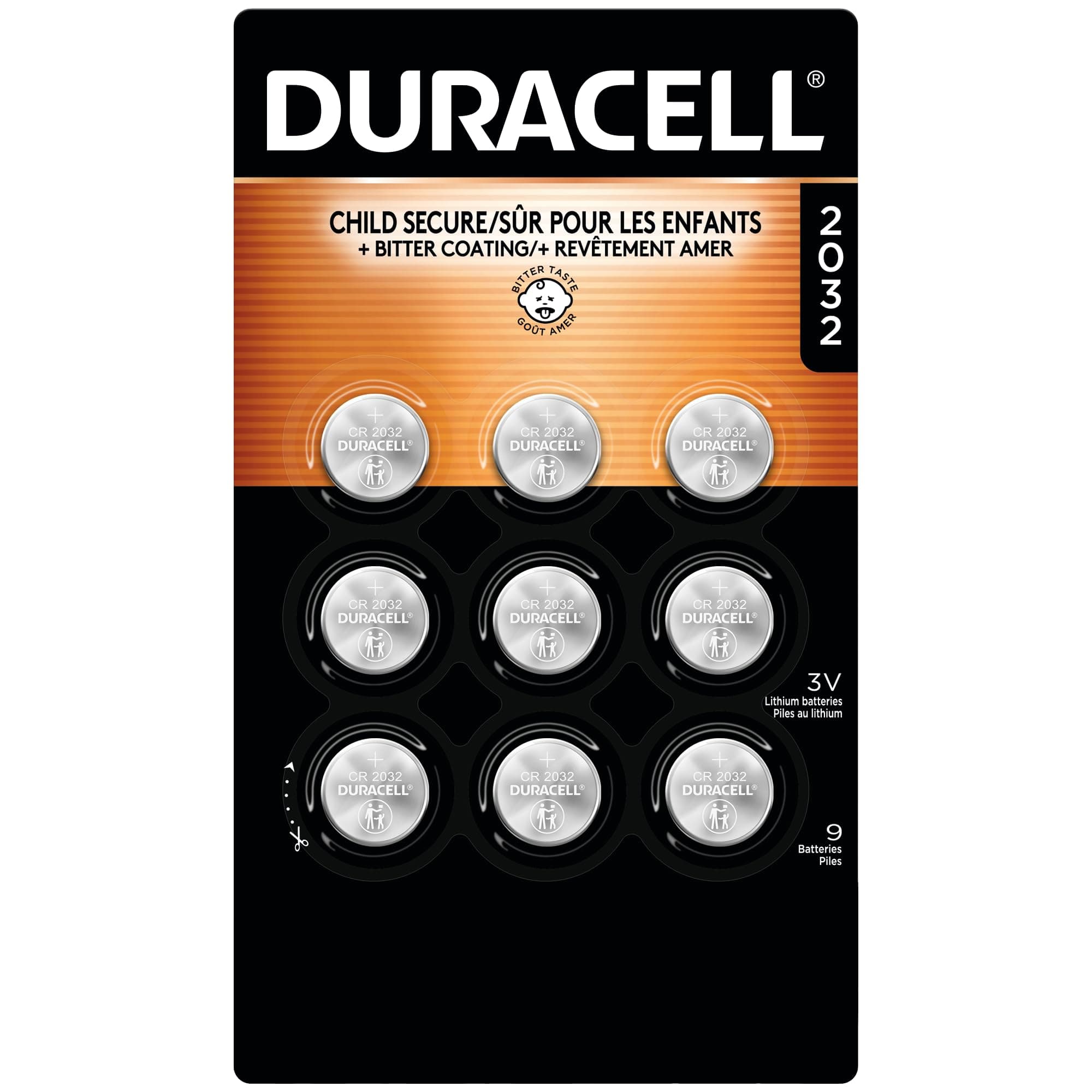Duracell 2032 Lithium Battery, 9 Count, AirTag® & Key Fob, CR2032 3V Cell