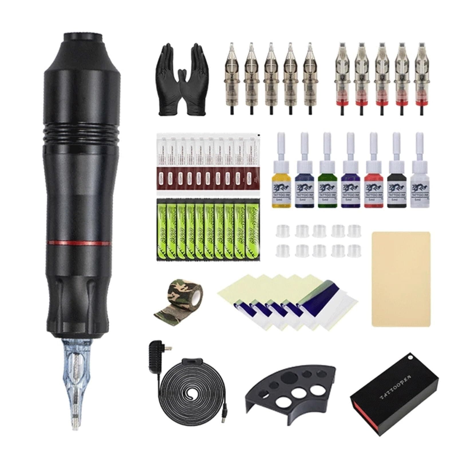 Profession Tattoo Machine Pen Tattoo Kit Power Supply Rotary Pen with Needles Tools for Permanent Makeup Machine Tattoo Artist