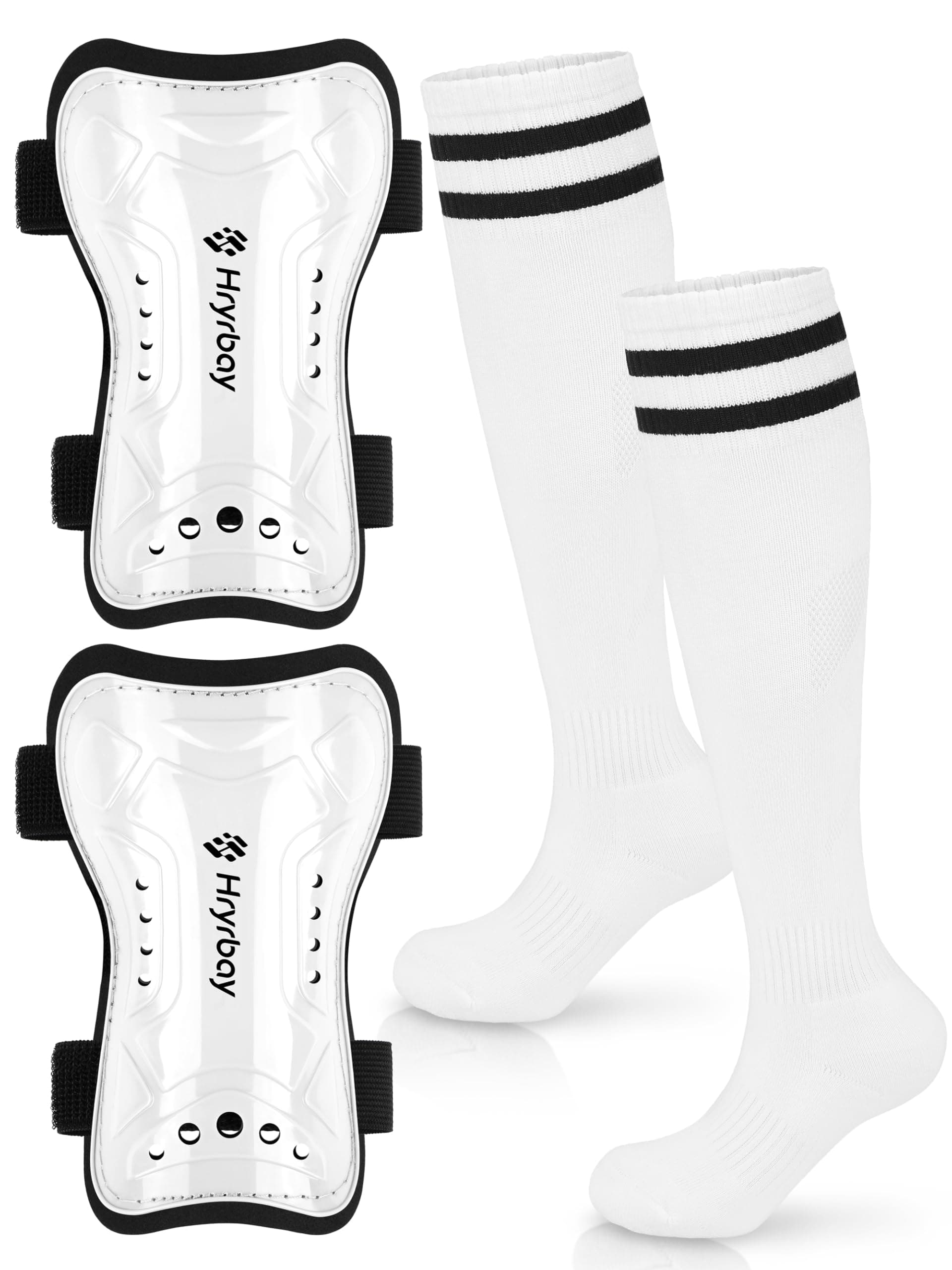 Hryrbay Kids Soccer Shin Guards and Socks Toddler Youth Soccer Shin Pad Set