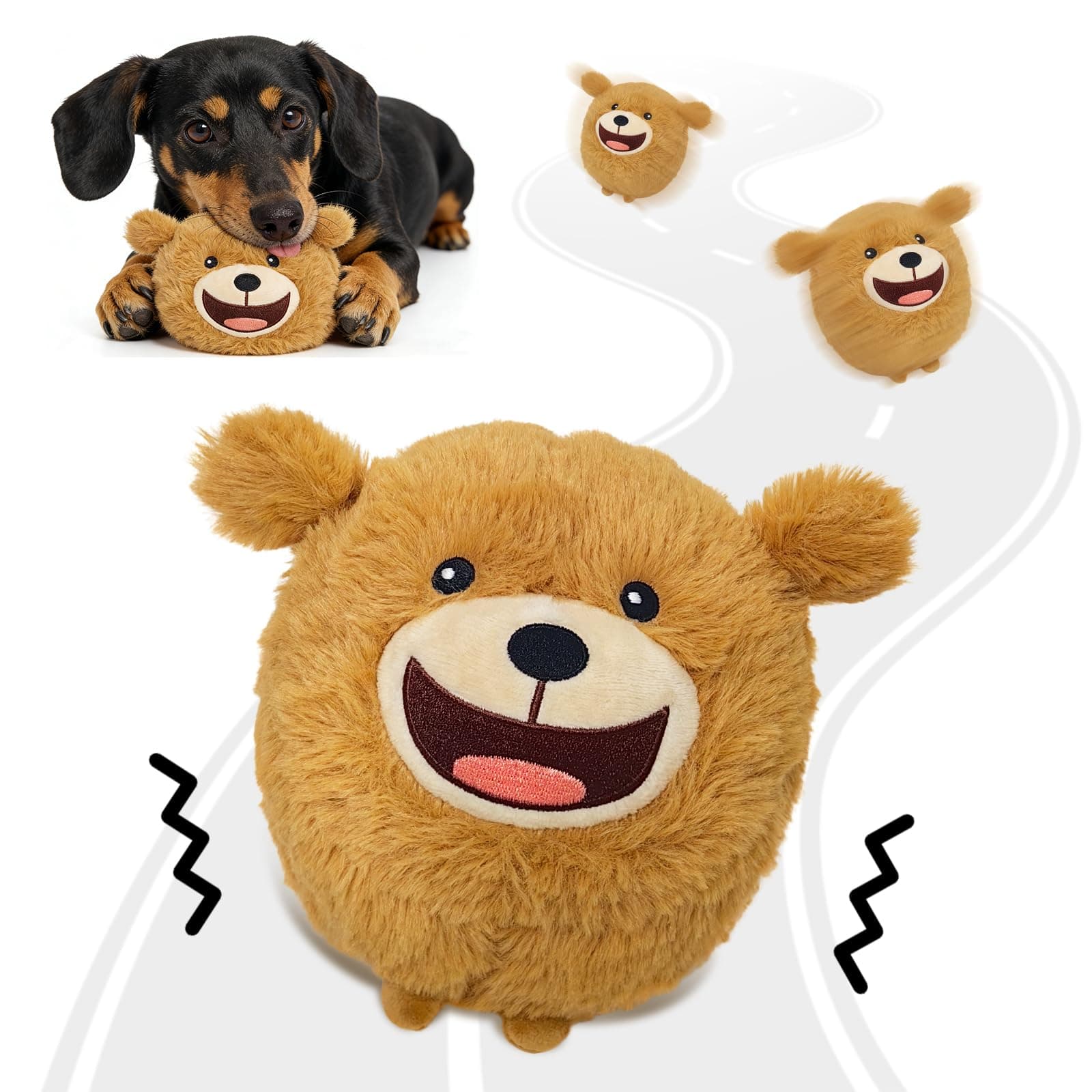 HVUATQ Interactive Dog Toys, Automatic Jumping Moving Dog Ball to Keep Them Busy, Squeaky Plush Chew Toys for Small/Medium/Large Dogs