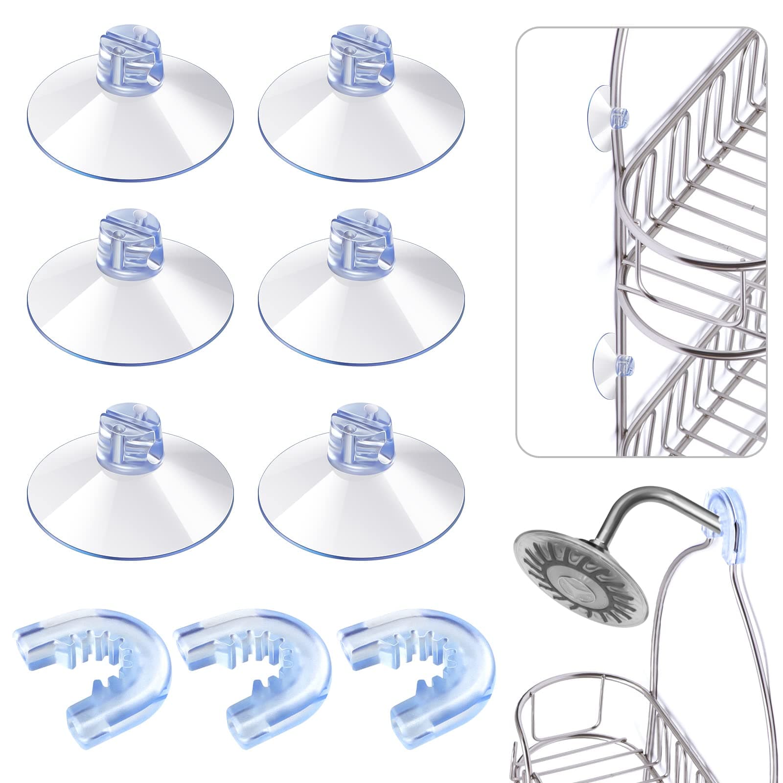 Tondiamo 6 Pieces Suction Cup Holder Bathroom Caddy Suction Cups Shower Caddie Suction Cup Multipurpose Shower Suction Cup 3 Pieces Rubber Rings Bathroom Decor and Replacement