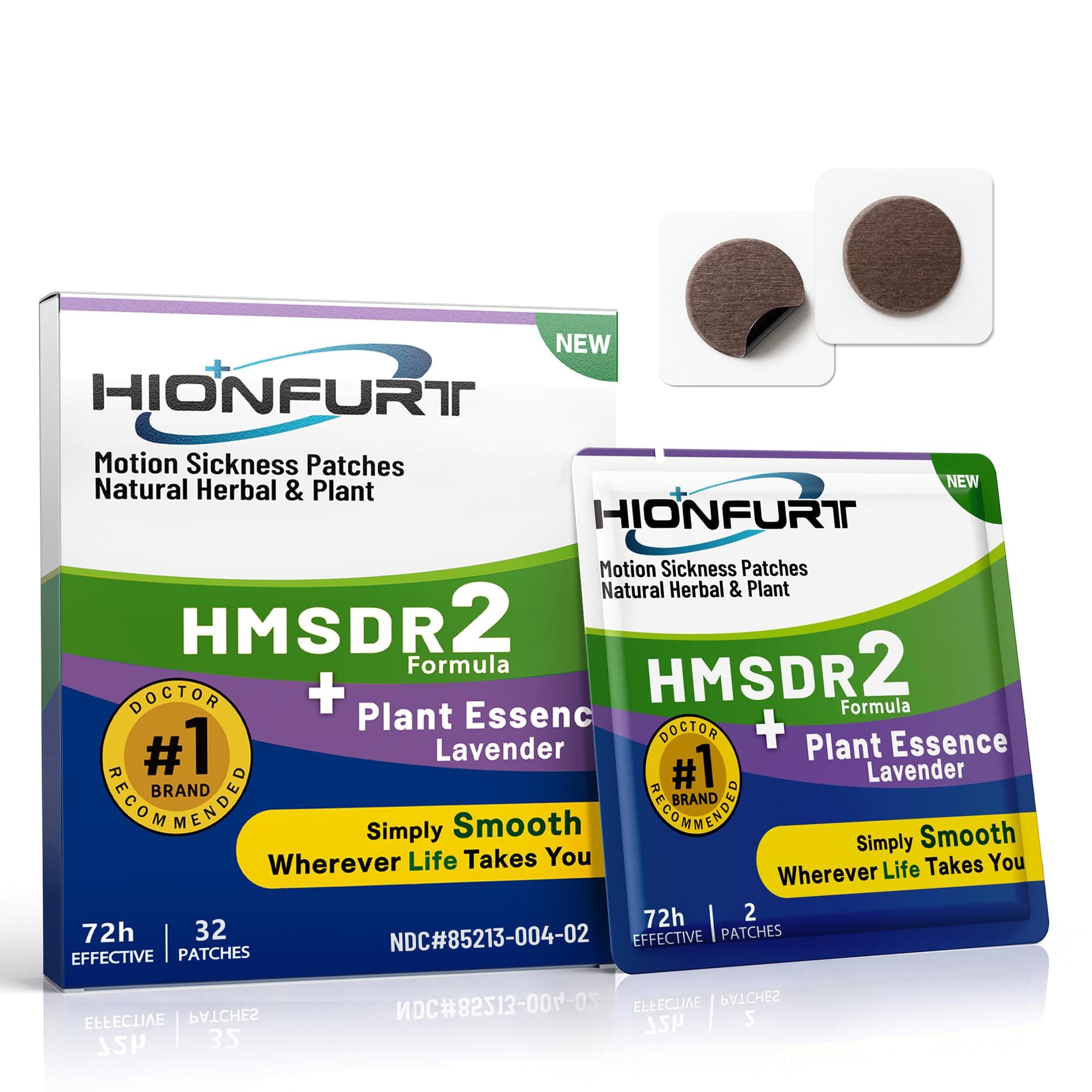 Hionfurt HMSDR2 32ct Motion Sickness Patches with Lavender Plant Essence