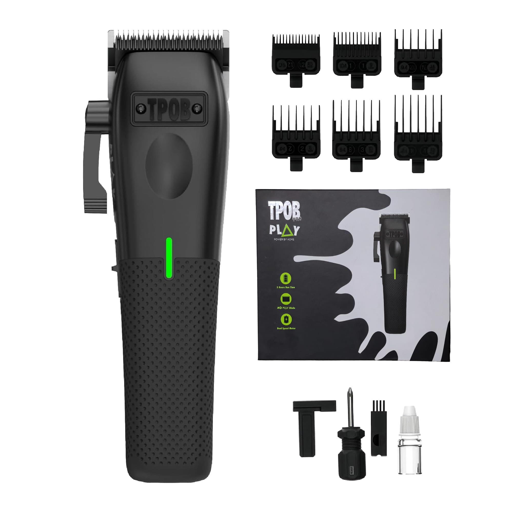 TPOB Play Barber Hair Clippers for Men 7500 RPM with Rubber Grips (Blackout)