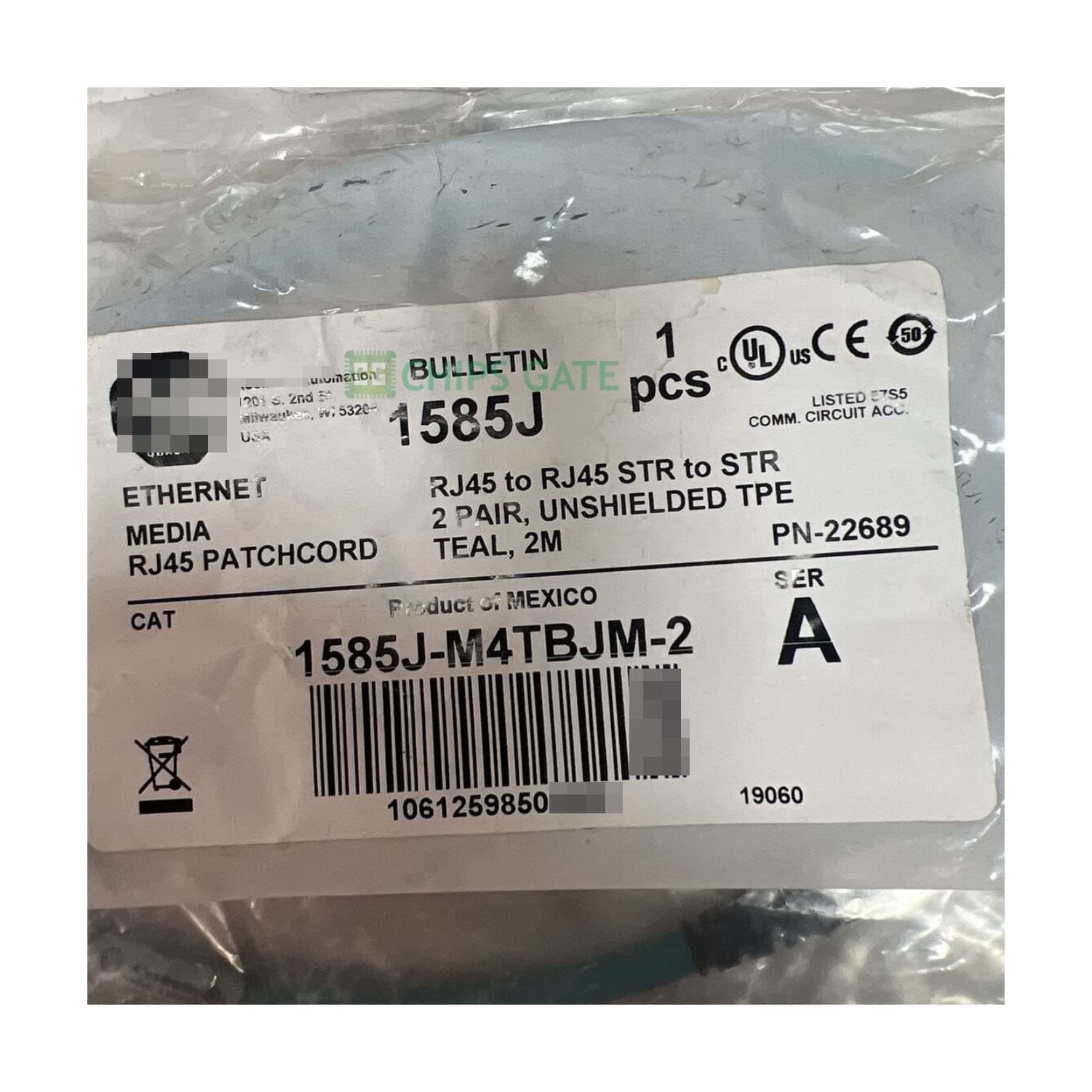 1585J-M4TBJM-2 Ethernet Media RJ45 Patchcord A New