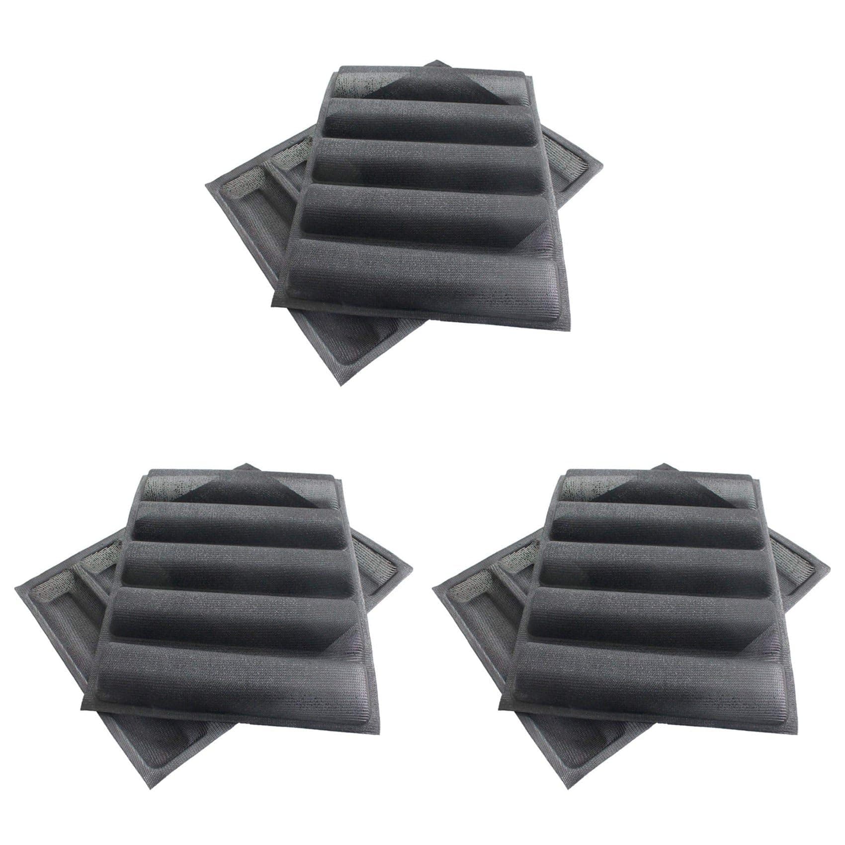 Wuden 6Pcs Silicone Perforated Baking Forms Sandwich Mold French Bread Pan Food Mat 5 Loaf Non-Stick Baking Liners
