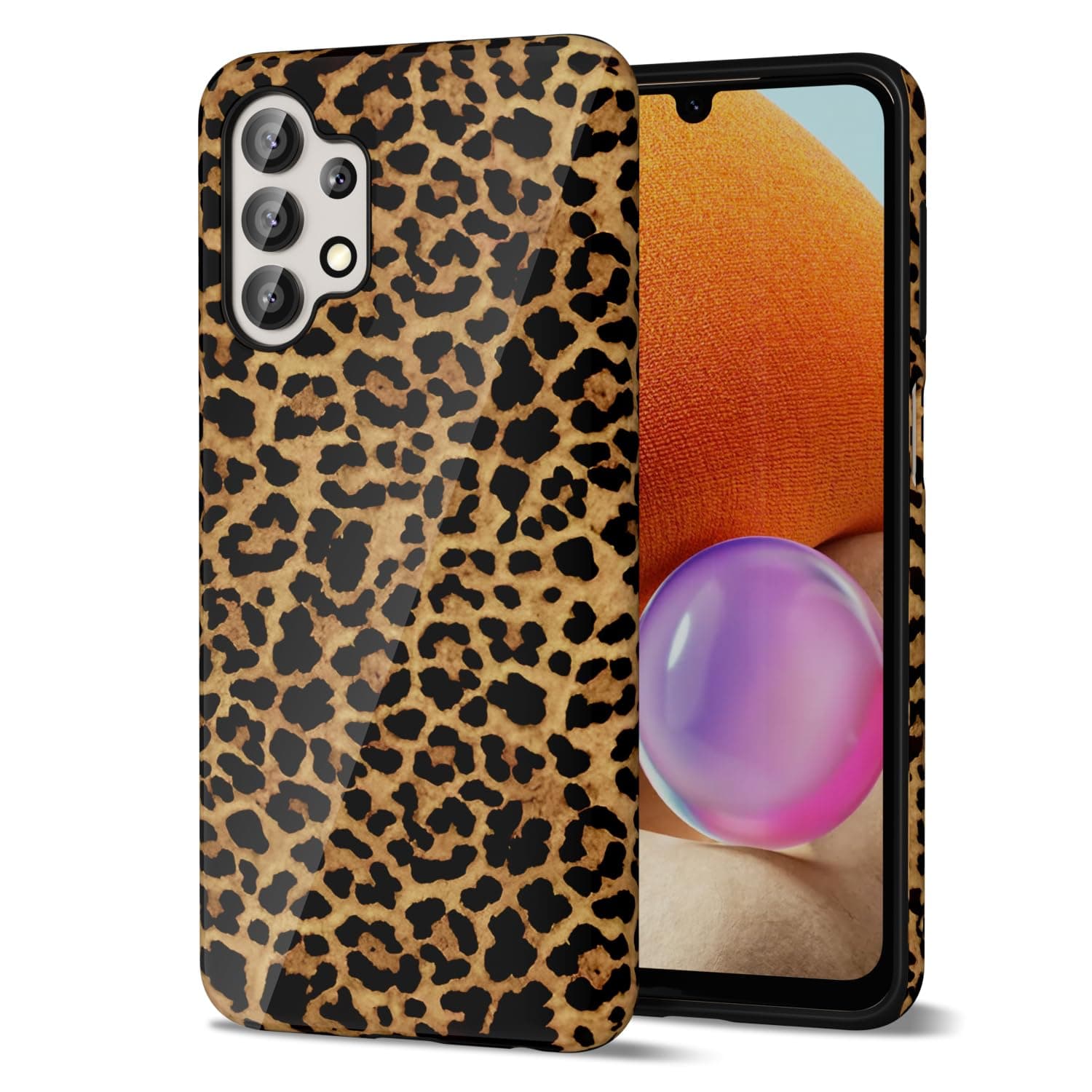 Svanove Cheetah Print Phone Case for Samsung Galaxy A32 5G Case Girly, Cute Leopard Case for Women, Luxury Trendy Retro Animal Print Design, Aesthetic Pattern Y2k Hard Shell Plastic Cover, Brown Fall