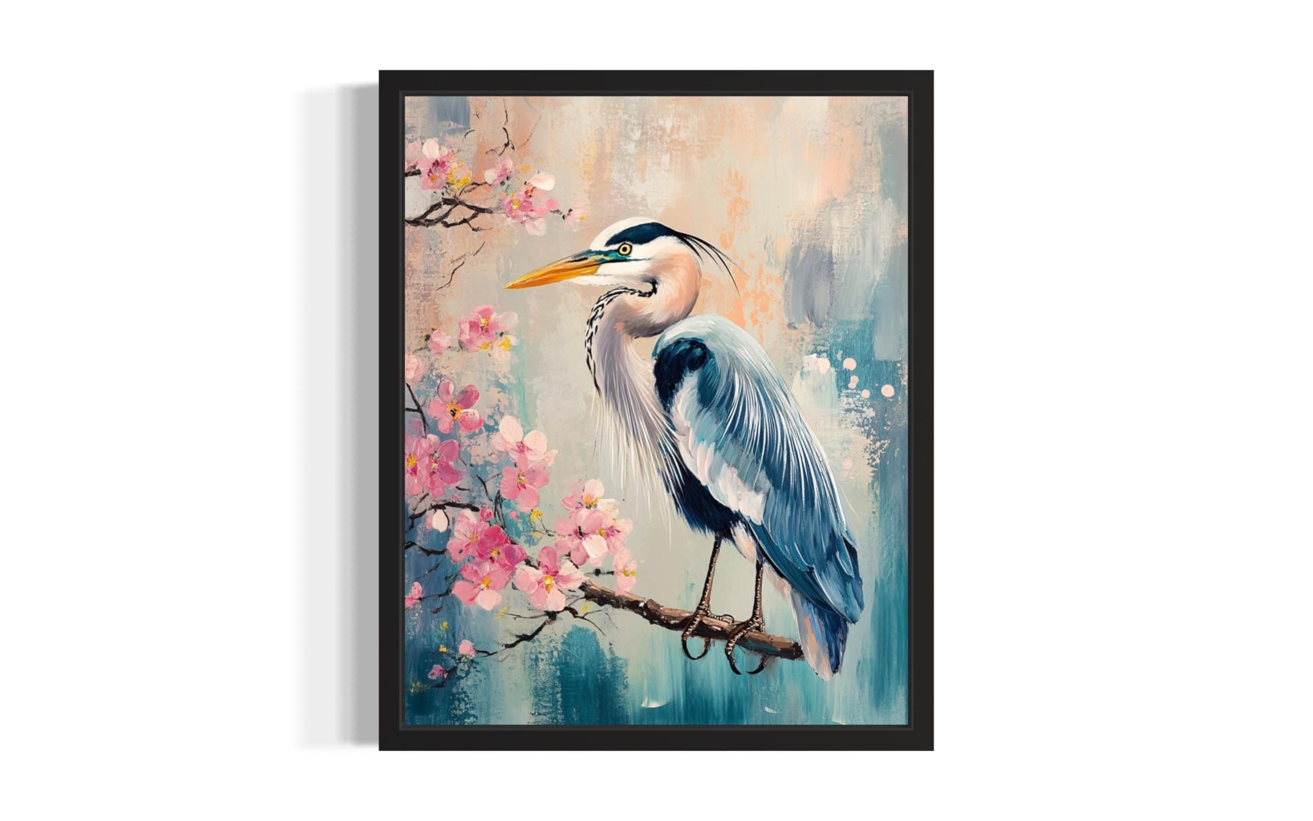 Great Blue Heron Wall Art Print Poster, Floral Bird Tree Branch Nature Bedroom Bathroom Restroom Decor 157A (Great Blue Heron, 18x24 inches, Unframed)