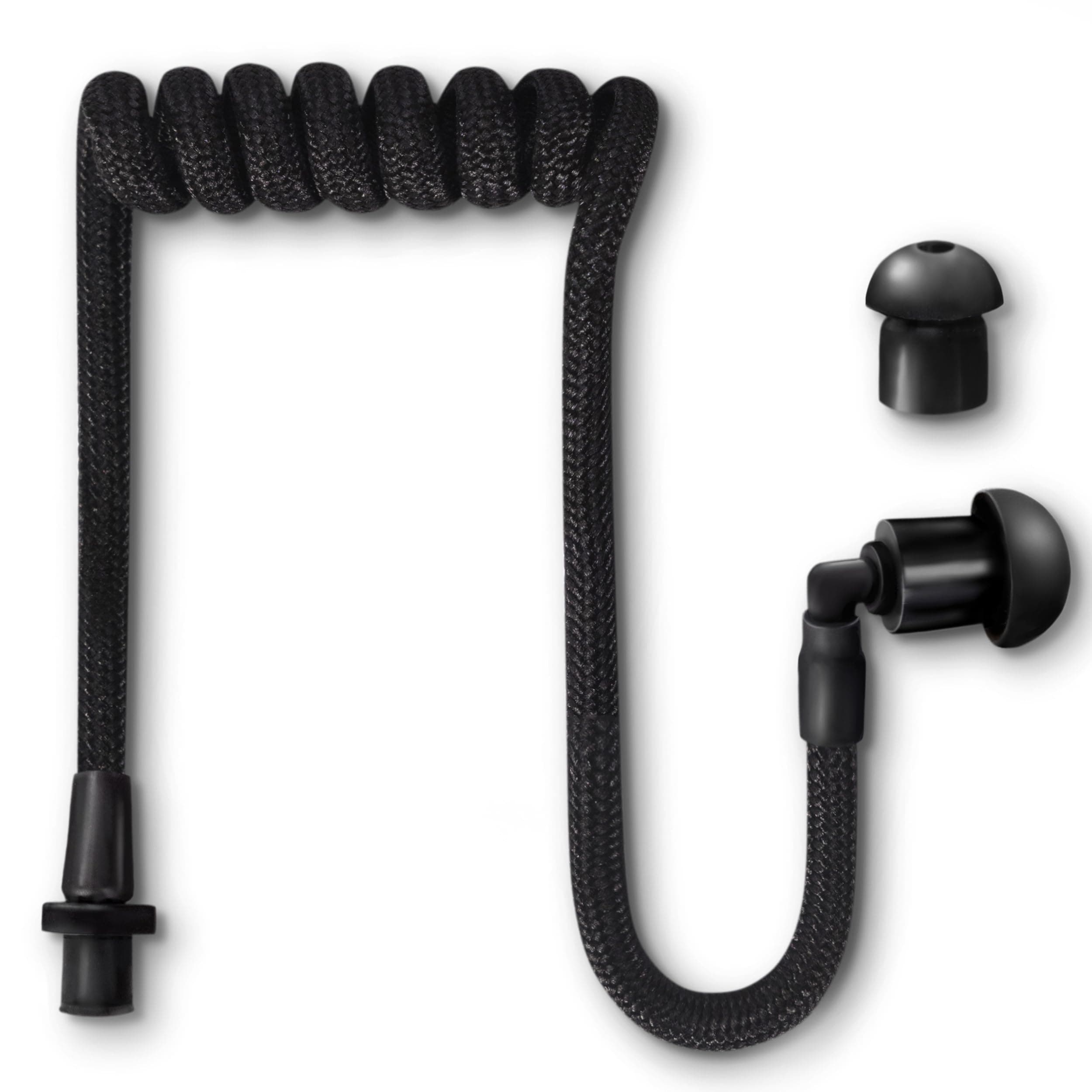 Fabric-Coated Acoustic Tube Ear Piece - Tubeez Walkie Talkie Earpiece with Black Ear Plugs - Moisture-Blocking Threaded Tube Fits with Any Motorola Radio Earpiece by On Set Headsets, Ninja Black
