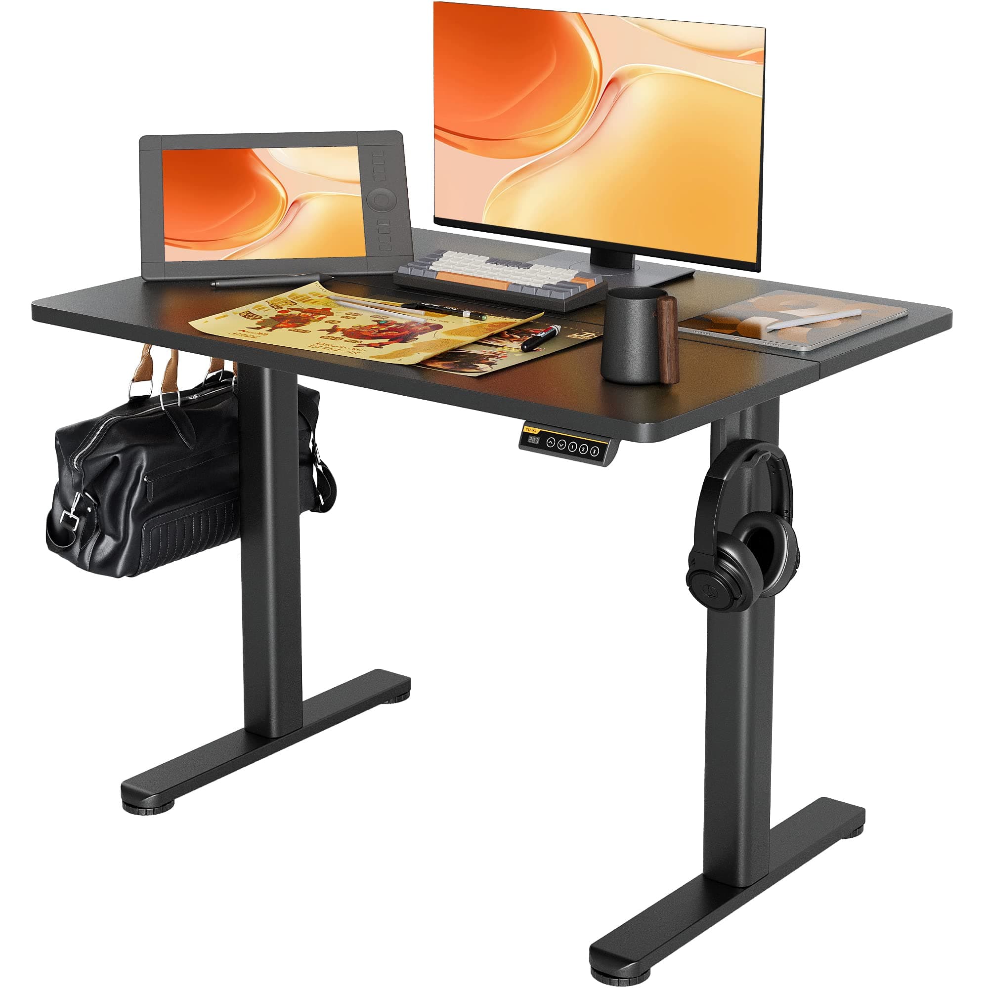 Claiks Electric Height Adjustable Standing Desk, 40x24 Inch, Black