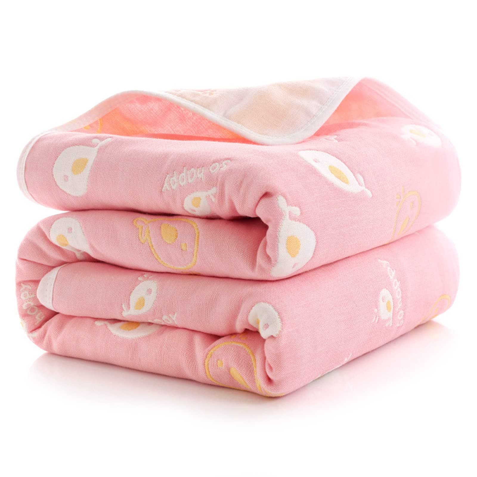 FCTREE Organic Cotton Muslin Baby Swaddle Blankets Baby Receiving Blankets Summer Blankets for Newborn, Toddler, Boys and Girls(Pink Whale,59" L x 47" W)