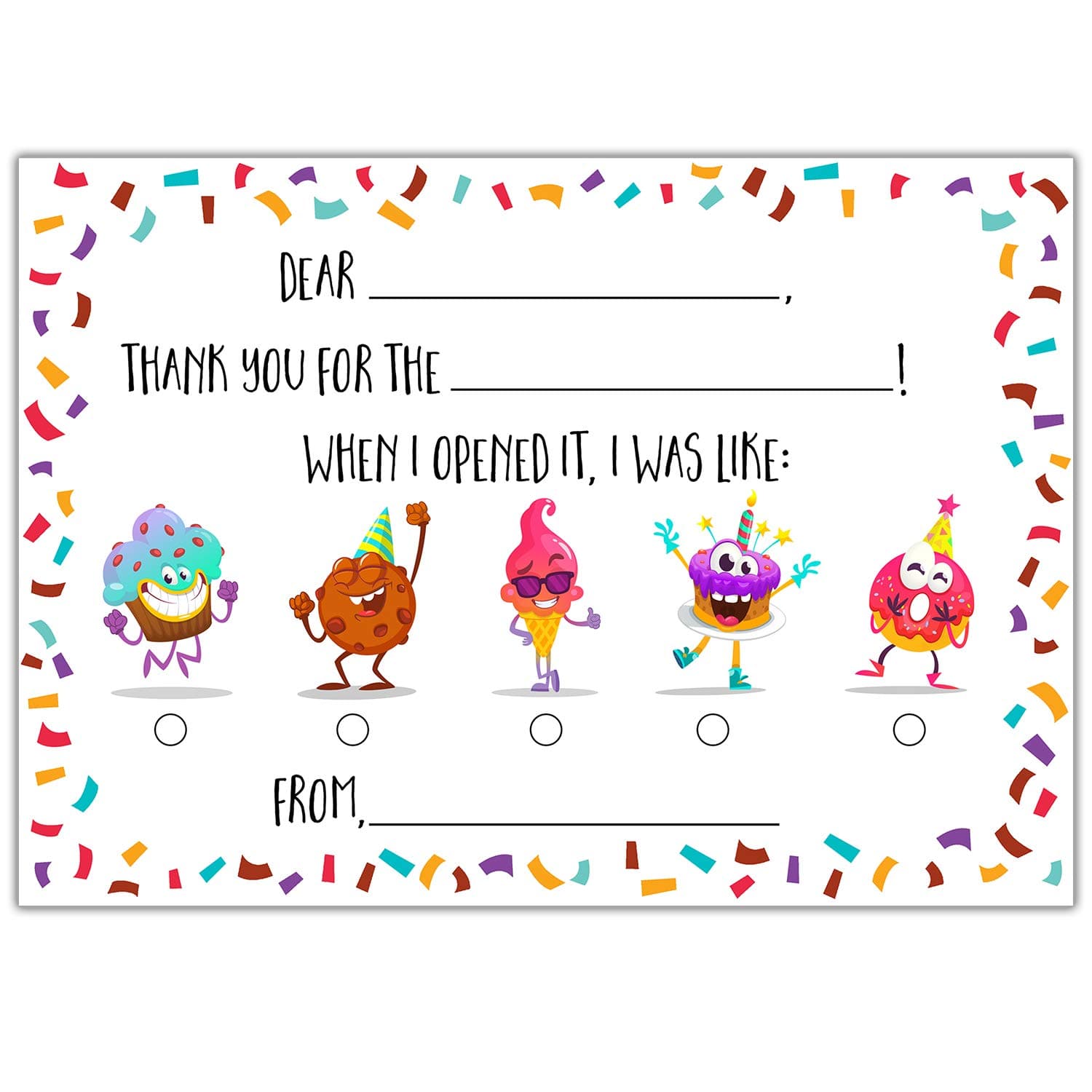 Fun & Easy Kids Fill in the Blank Thank You Postcards, 25 Card Set