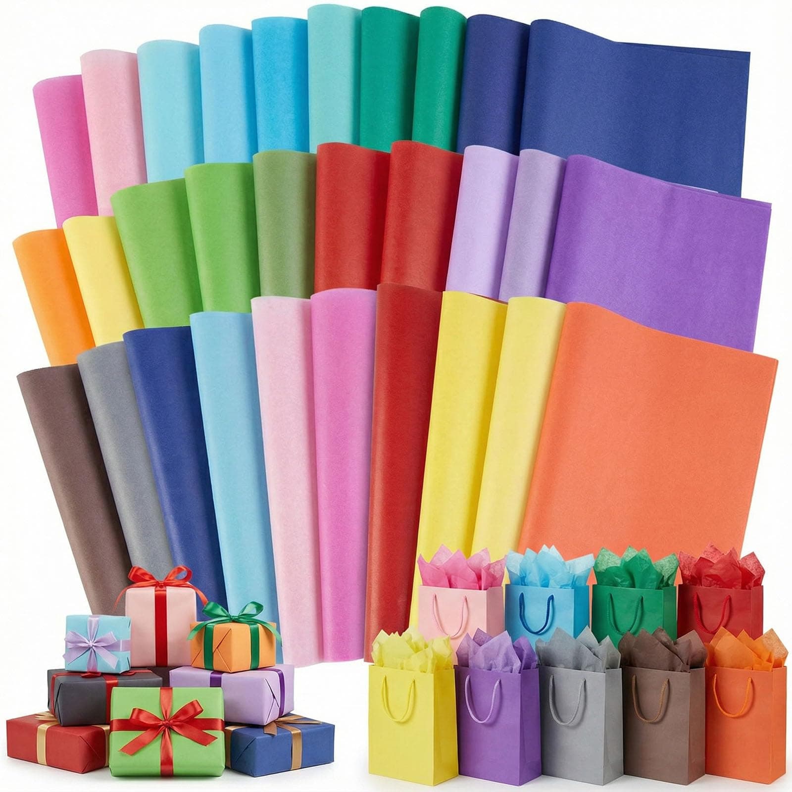 Shindel Tissue Paper 120 Sheets, 20 X 14 inch 20 Colors for Gift Bags