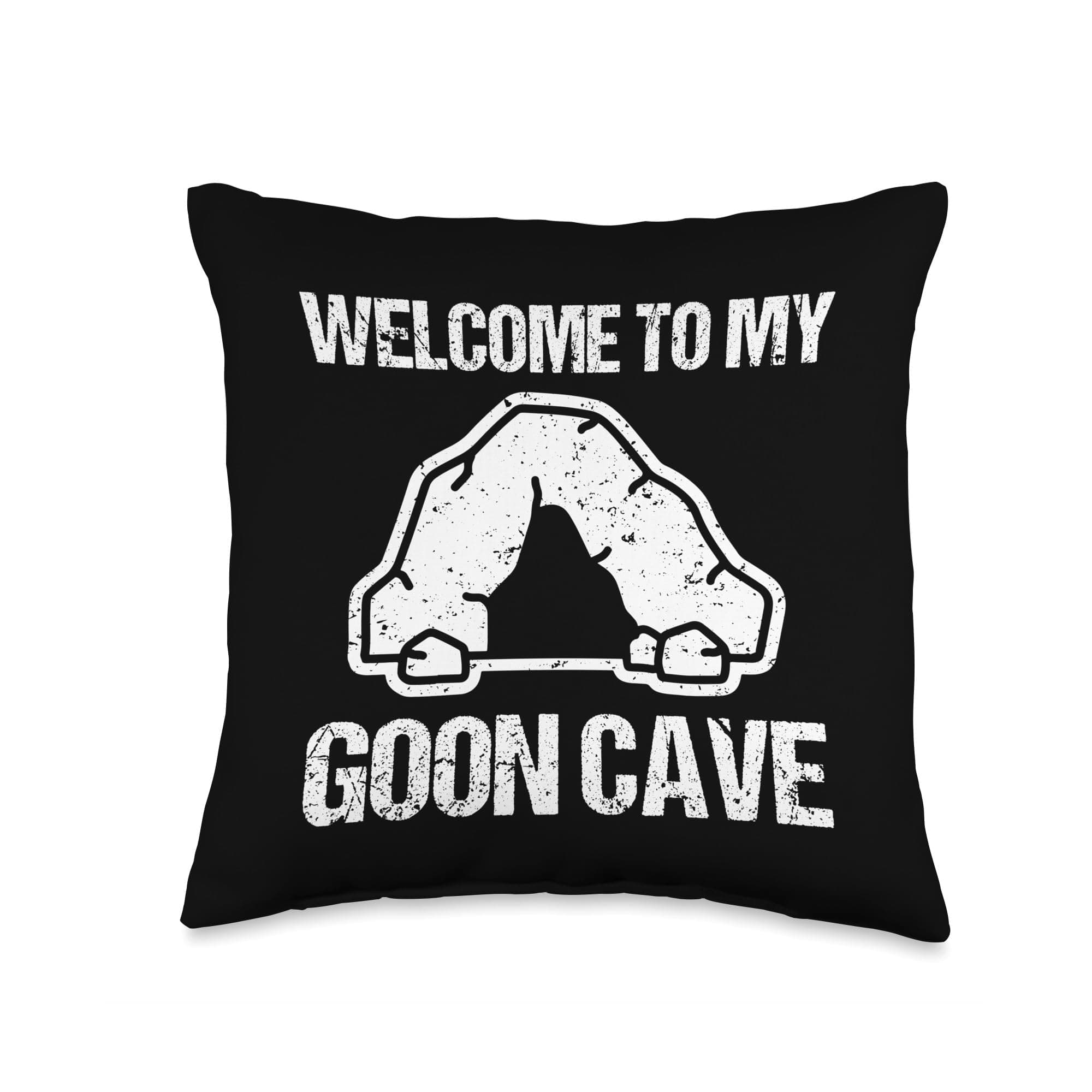 Welcome To My Goon Cave - Funny Saying Novelty Guys Cool Men Throw Pillow