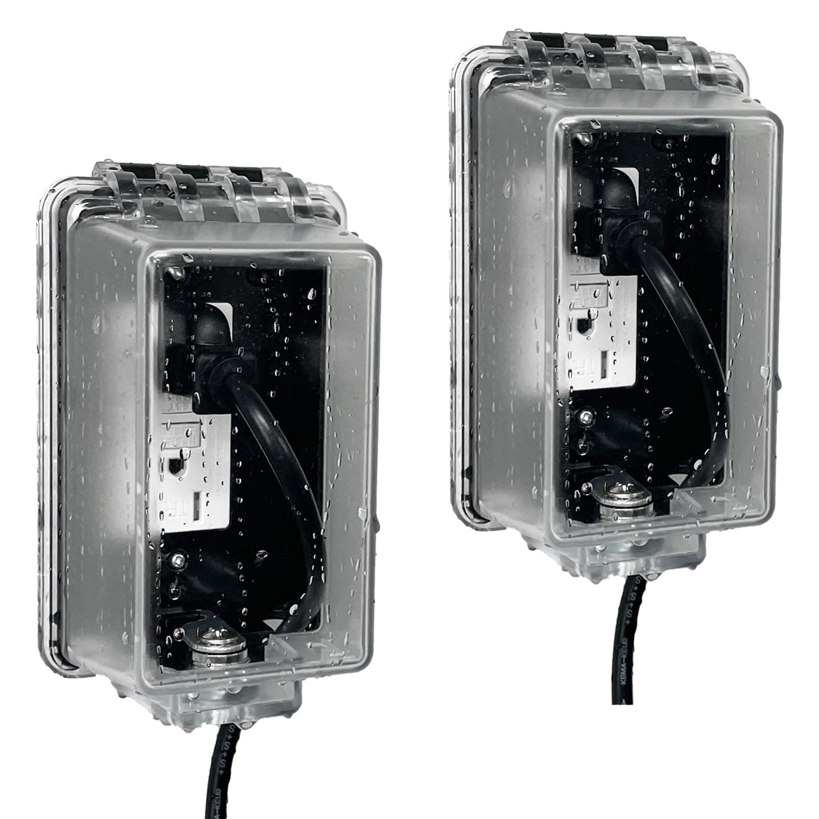 PILISPARK 1-Gang Weatherproof Standard Electrical Outlet Cover with Lock, Baby Proof Outlet Lock Box, Fits Most 2.6 "H x 2.56 "W or Smaller Plugs,Clear Outlet Cover Box Fit for Outdoor in-Use (2pack)