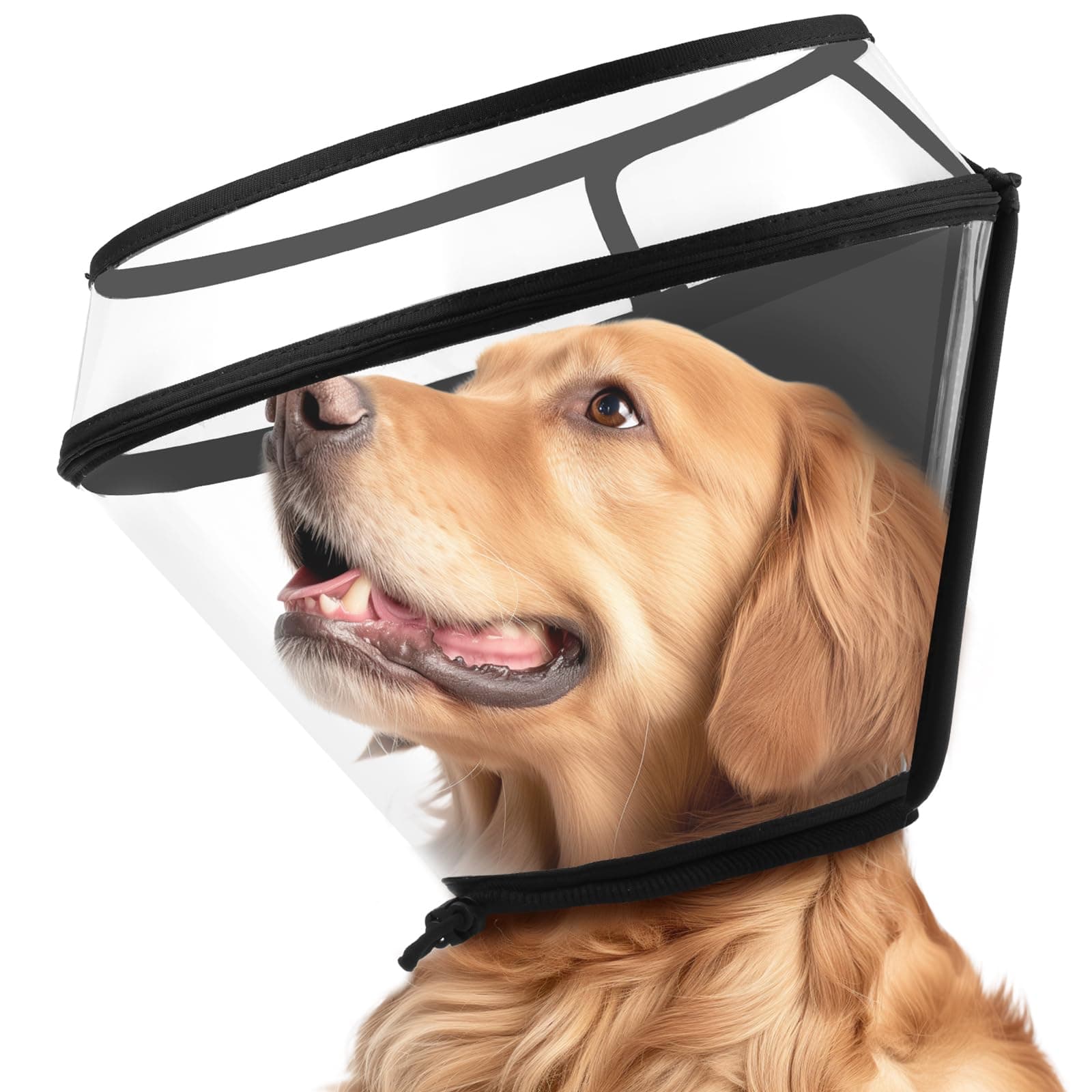 Dog Cone Collar for After Surgery,Transparent Dog Cones Alternative for Small Large Medium Size Dogs,Adjustable Depth Pet Recovery Collars,Elizabethan Collar for Dogs Stop Licking Wound(S)