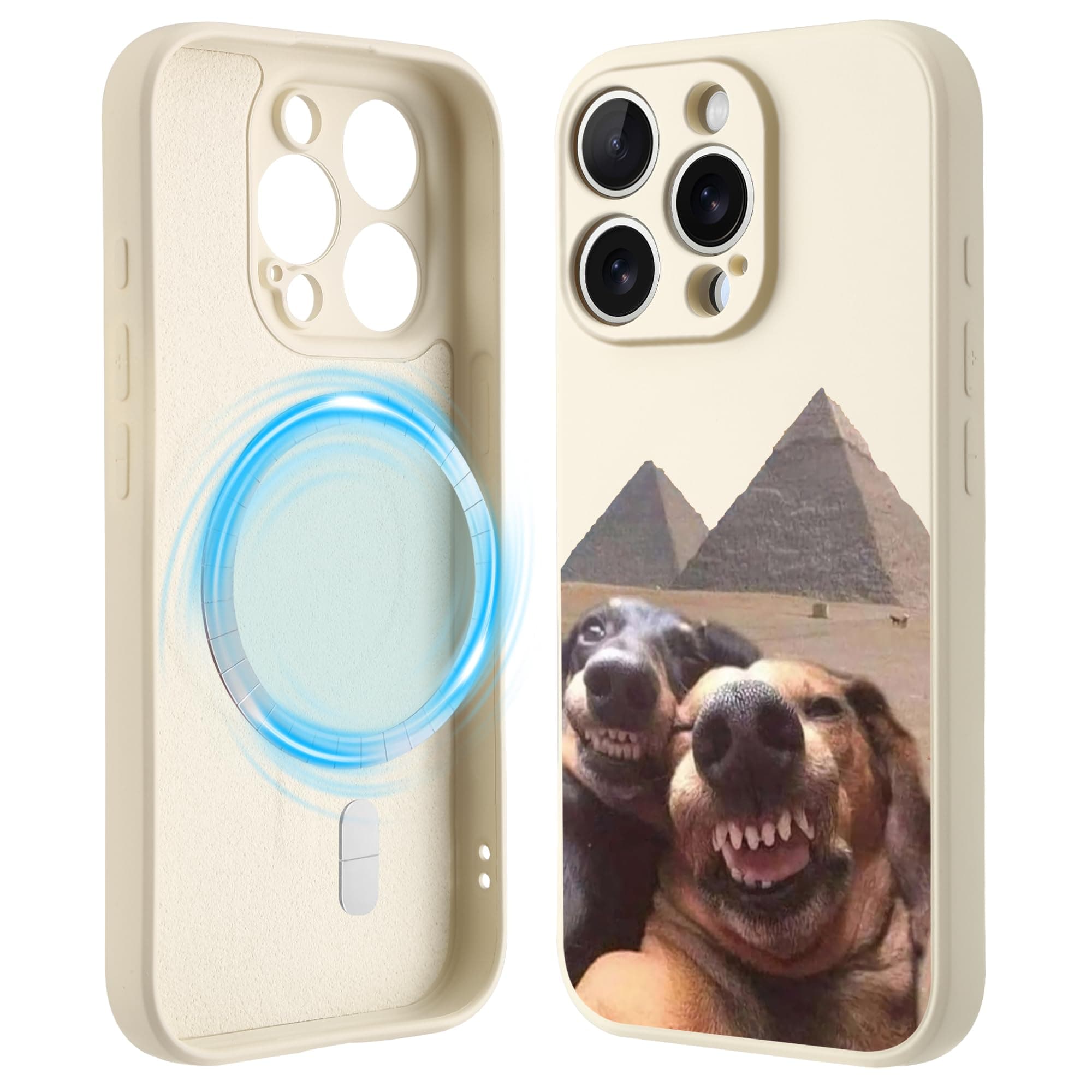 Idocolors Case for iPhone 14 6.1", Funny Dog Friends Phone Case, Compatible with MagSafe, Silky-Soft Touch Liquid Silicone Phone Cover with Camera Lens Full Protection