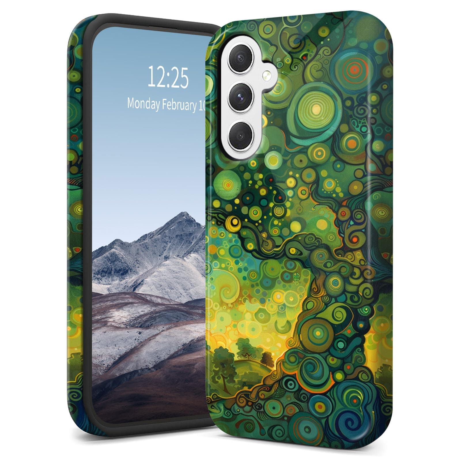 SichKards Slim Dual-Layer Hybrid Case for Samsung Galaxy S24,Ultra Protective PC Hard Shell + Soft Silicone Cover,Shockproof,Scratch-Resistant,Anti-Yellowing Design,Green Tree-2