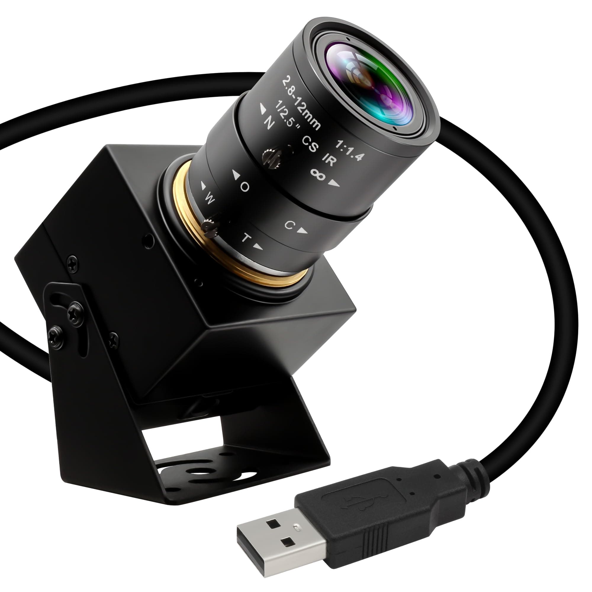 IFWATER 4K USB Camera 4X Optical Zoom with 2.8-12mm Variable Manual Lens,2160P Ultra HD Close-up IMX415 Sensor Lightburn Industrial for Laptop,Raspberry Pi,Jetson Nano (USB4K03-UFV)