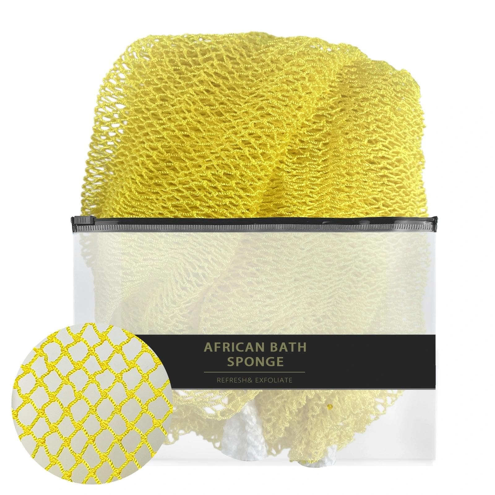 African Net Sponge Authentic with Knots - African Exfoliating Net Sponge with Handles for Body Scrubber Exfoliator - Real Africa Back Wash Bath Sponges for Shower Machine Washed & Bathing Accessories