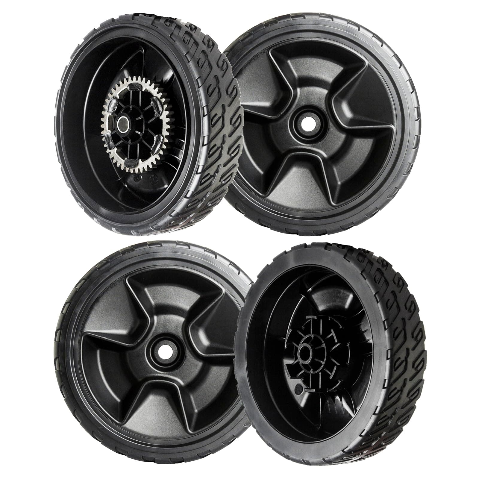 Lawn Mower Wheels Kit for 2X 42710-VR8-N00ZA + 2 44710-VR8-N00ZA - Compatible with Honda HRN216 Walk Behind Lawn Mower - 8 Inch