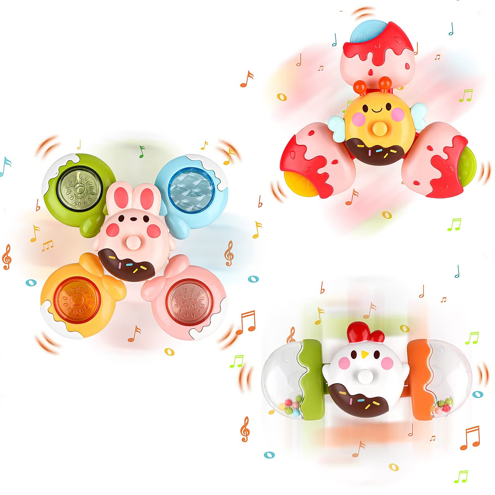 MONSTIME Suction Cup Spinner Toys Baby, Baby Bath Toys for Toddlers 1–3