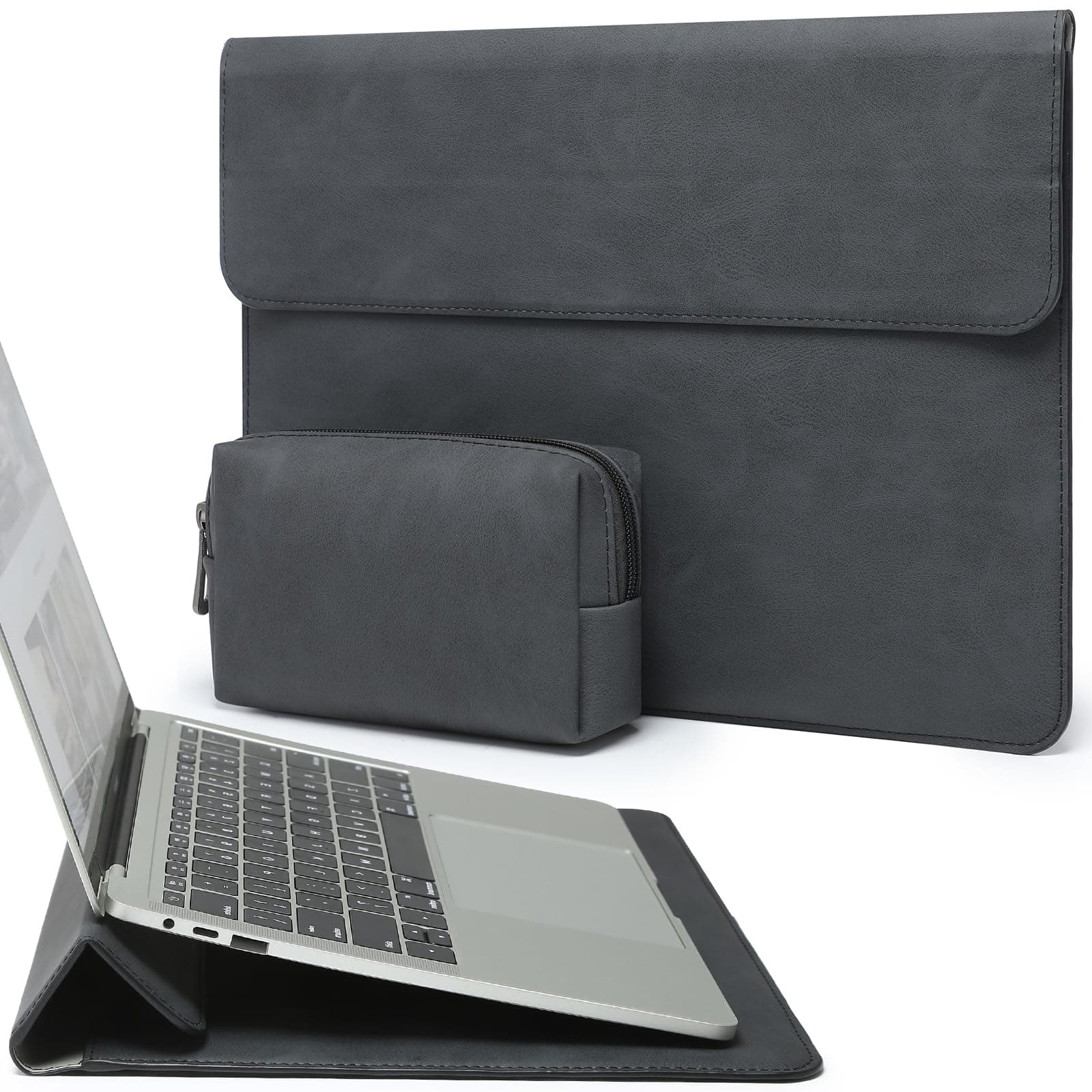 HYZUO 15 Inch Laptop Case Bag Sleeve with Stand for MacBook, Graphite