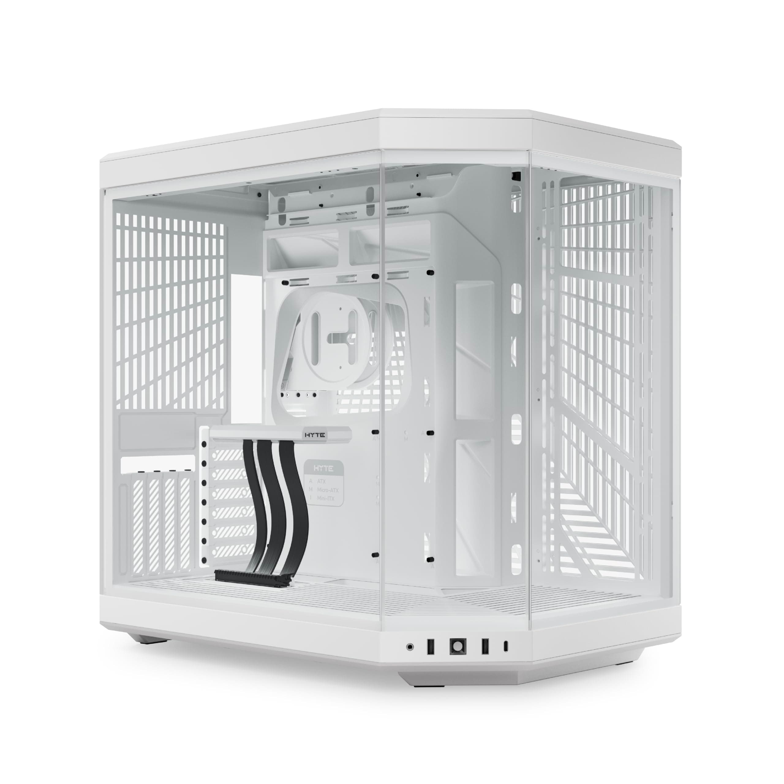 Hyte Y70 Upgraded Modern Aesthetic Dual Chamber Panoramic Tempered Glass Mid-Tower ATX Computer Gaming Case with PCIE 4.0 Riser Cable Included, Snow White (CS-HYTE-Y70-WW)