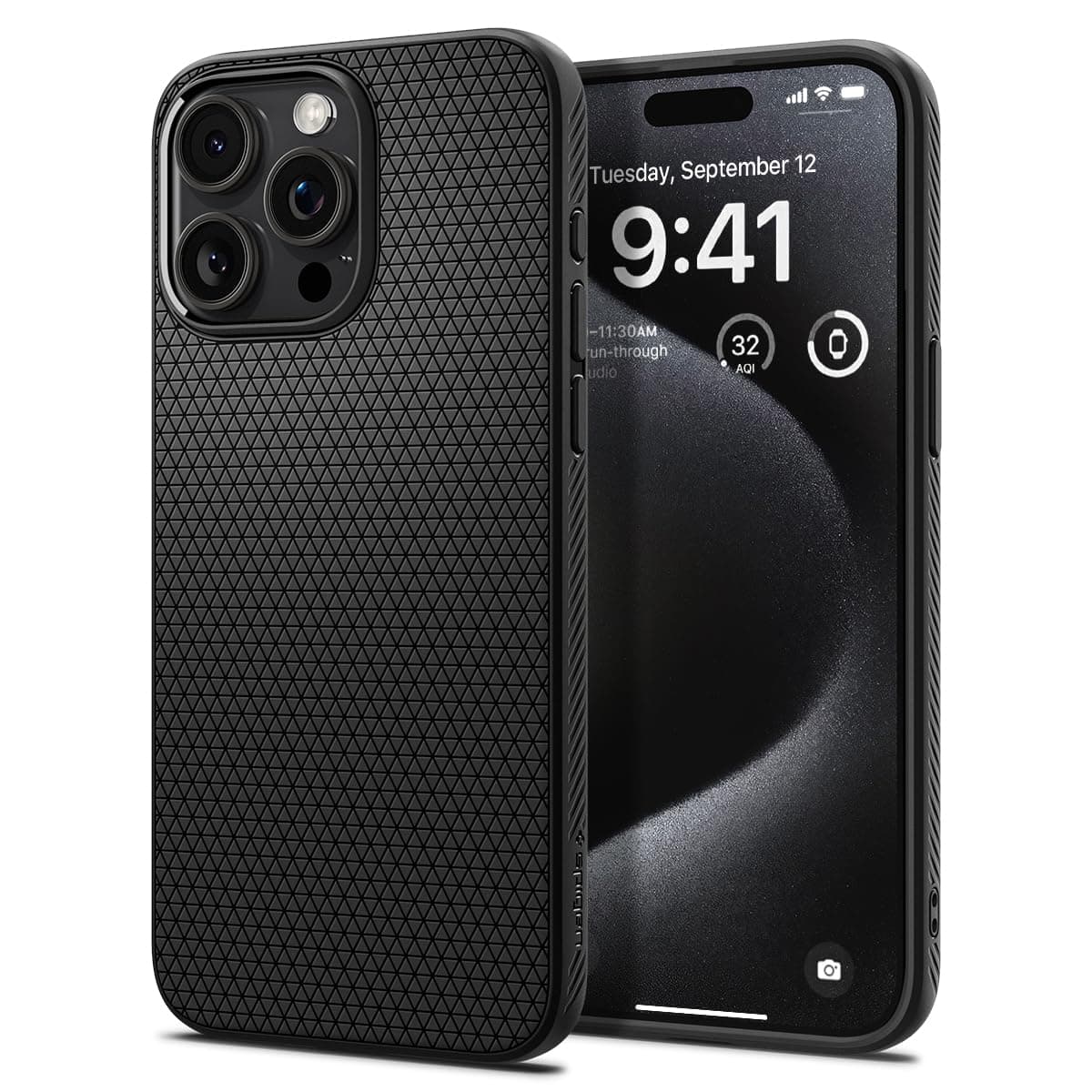Spigen 【創業18年の技術力】 iPhone 15 Pro Max ケース マット ソフト 米軍MIL規格 耐衝撃 ワイヤレス充電 リキッド・エアー ACS06562 (マット・ブラック)