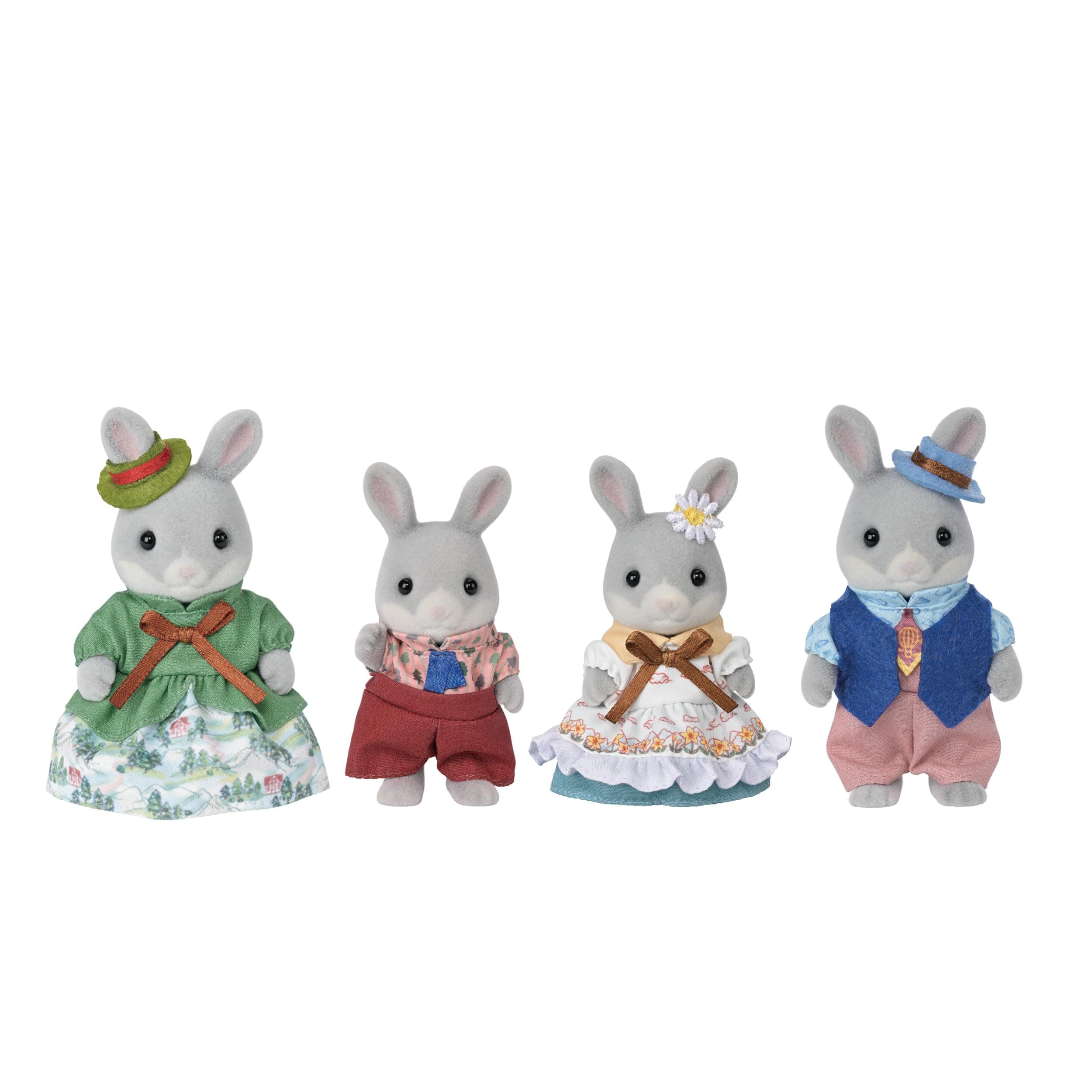 Calico Critters Cottontail Rabbit Family, Set of 4 Collectible Doll Figures