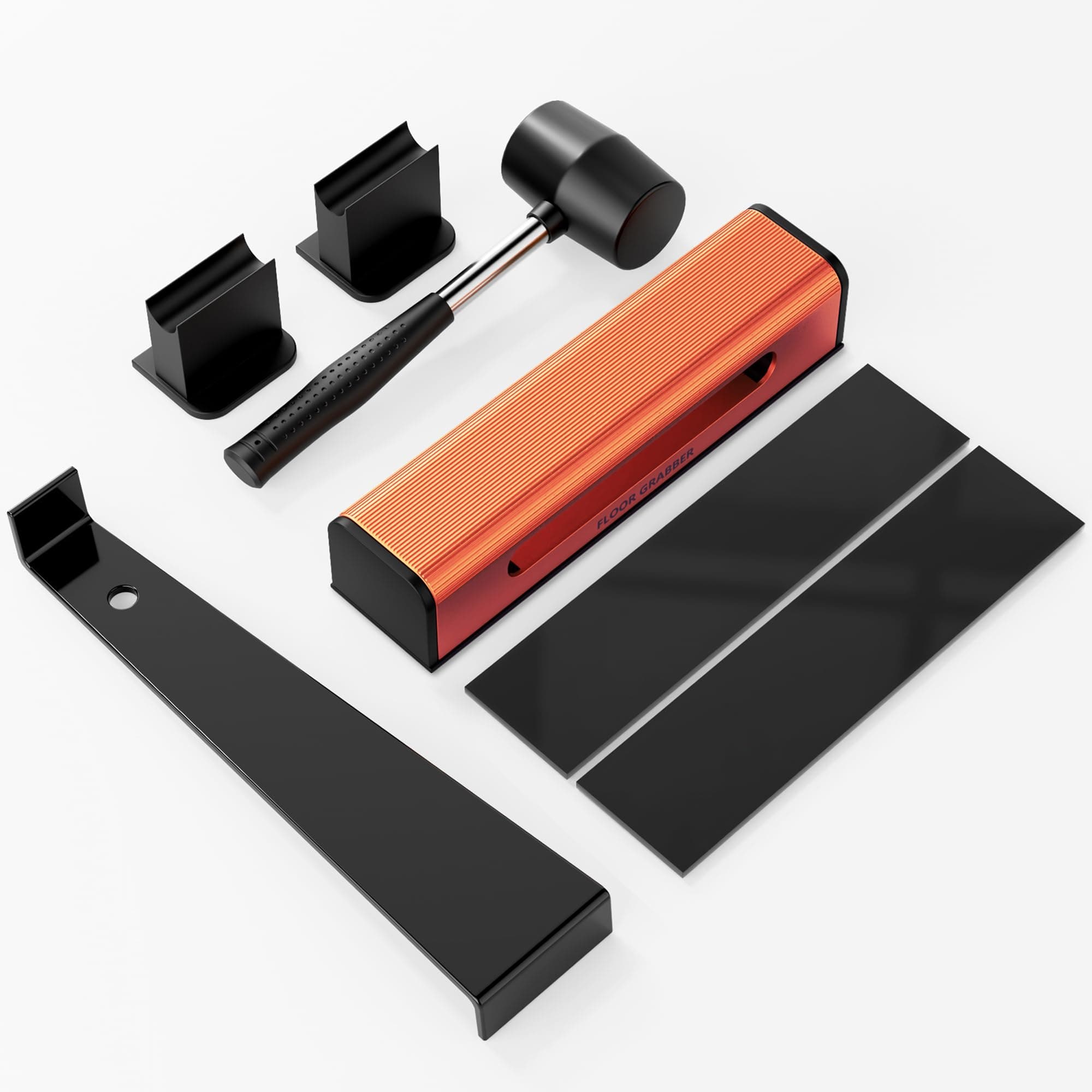 Hazztoll Floor Gap Fixing Tool for Laminate Flooring with Suction Cup, Rubber Mallet Hammer, Pull Rod, Replaceable Adhesive Pad and Replaceable End Cap