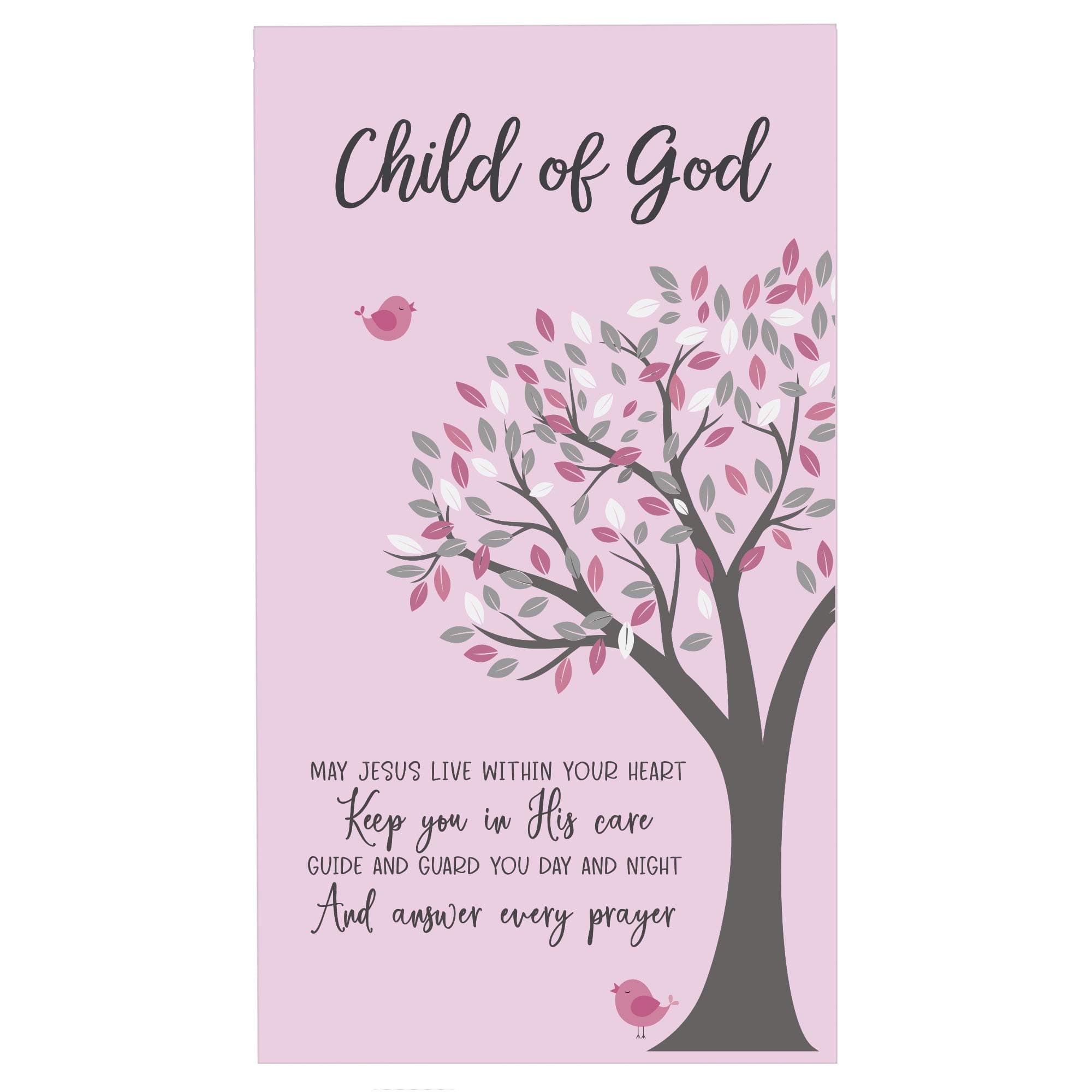LifeSong Milestones Baptism Christening Nursery Gifts for Baby Boys and Girls Wall Decor Sign Plaque Gift with Quote for Godchild Son for 1st Holy Communion 8”x16” (Girl May Jesus)