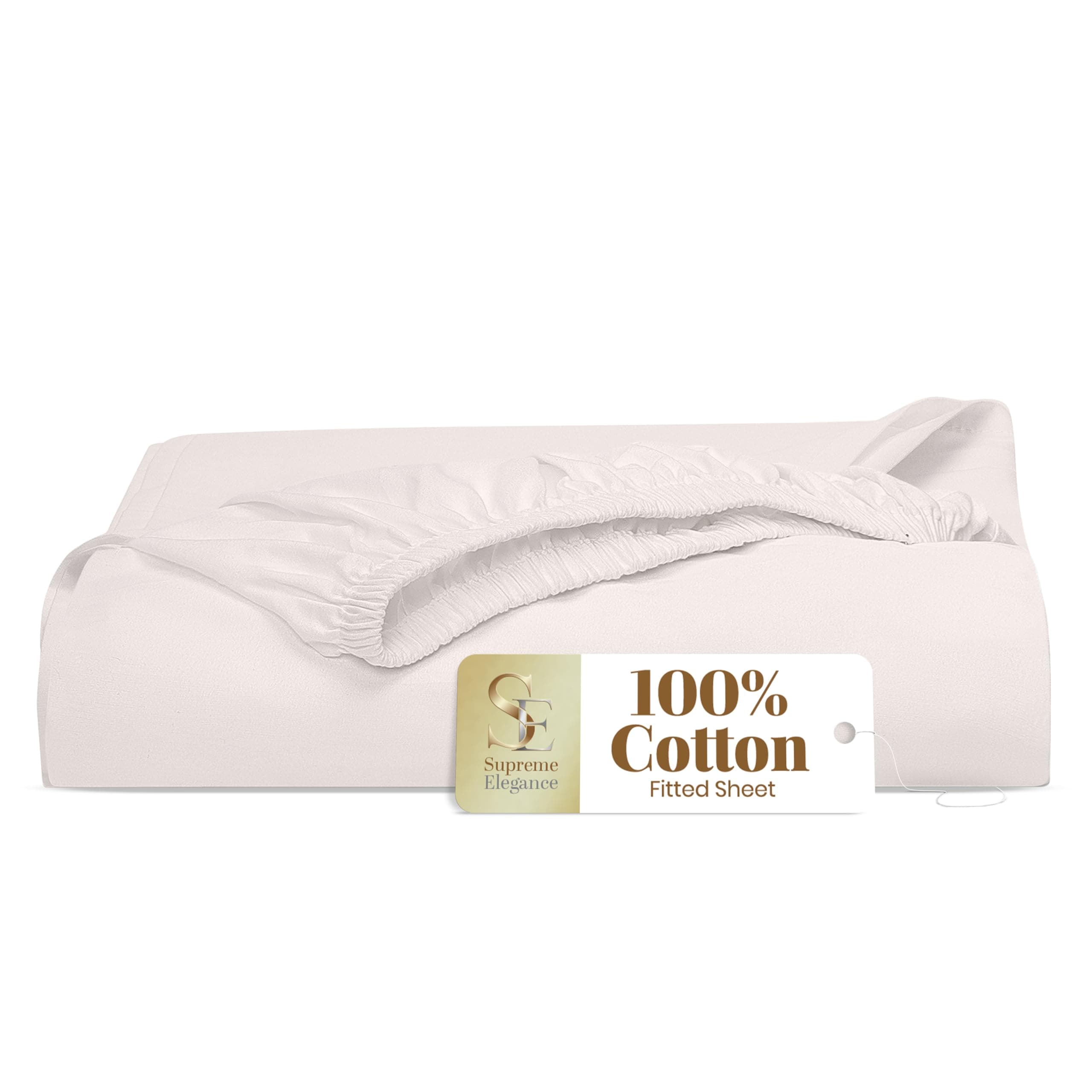 Supreme Elegance King Size Fitted Sheet Only, 100% Cotton, Soft Pink
