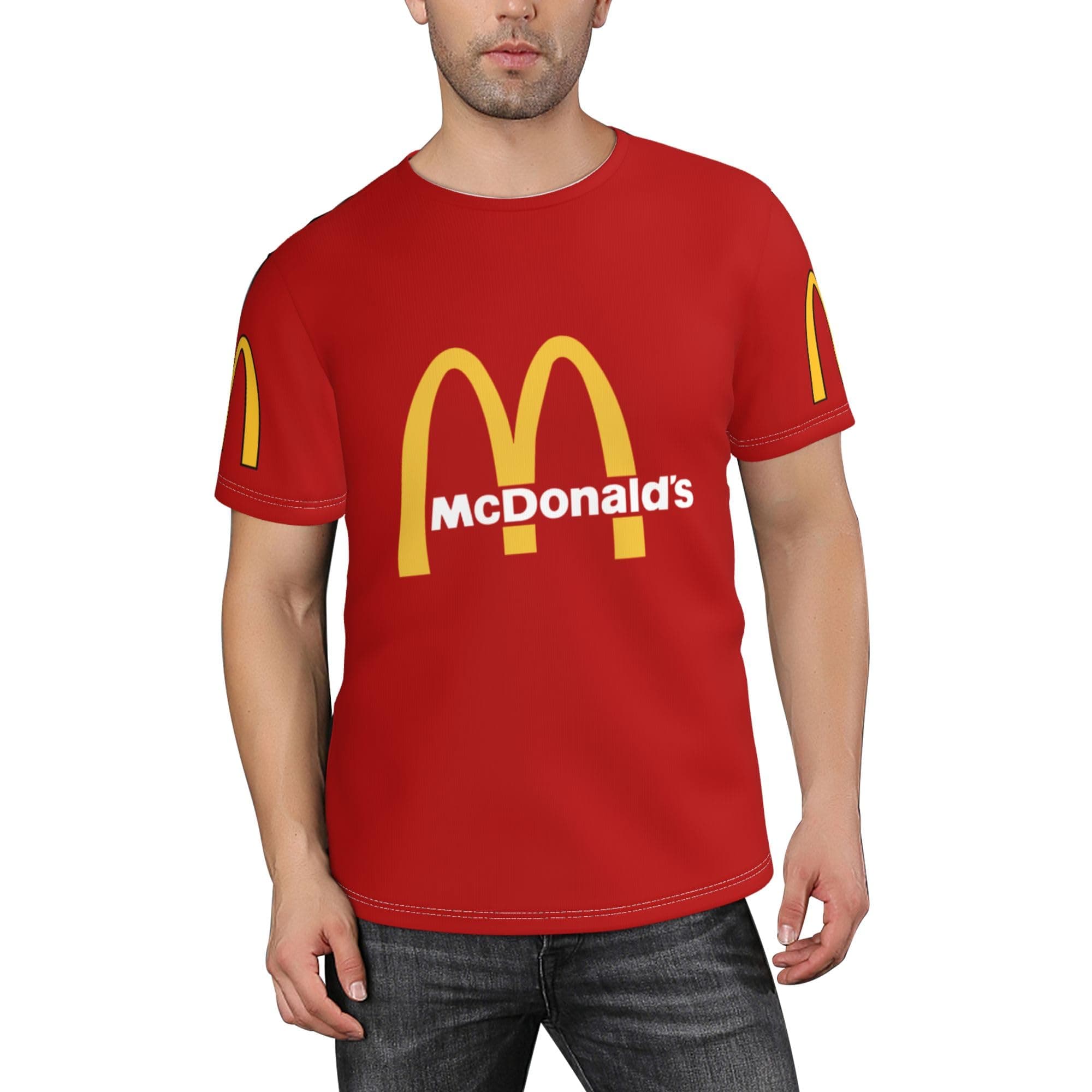 mcdonmerch Men's Logo Casual T-Shirt Short Sleeve Tshirt for Men Crew Neck Tee Shirts for Adult Merch Clothes Soft Work Uniform Tops, XX-Large