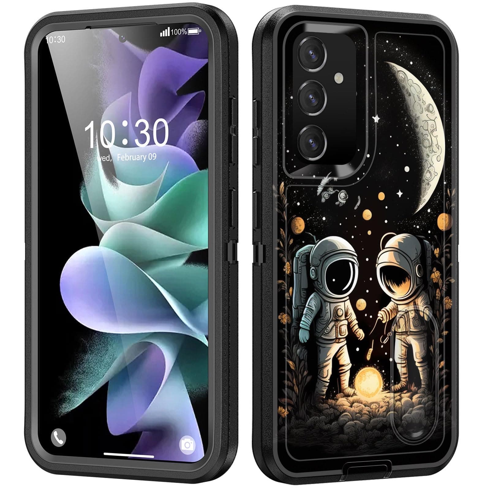 BFUKVOU for Galaxy S25 Case with Built in Kickstand,Shockproof/Dustproof/Drop Proof 3-Layer Military Grade Protective Cover for Samsung Galaxy S25 6.2" 2025,Space Astronaut