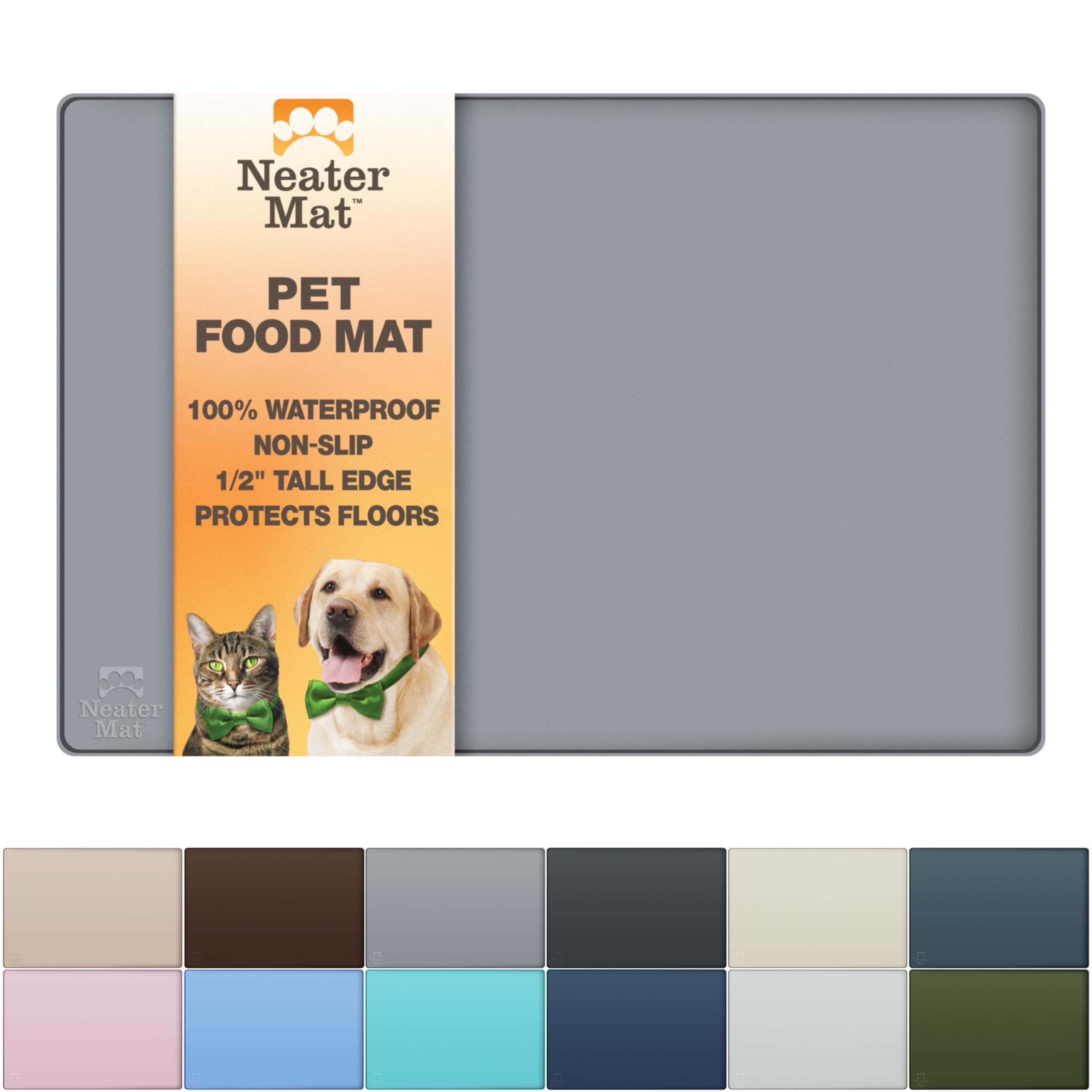 Neater Pet Brands Neater Mat Pet Mats for Food and Water, Dog Bowl Mat Waterproof Silicone, Pet Mat for Dog or Cat, Dog Food Mats for Floors Waterproof, Dog Water Mat & Dog Food Mat with Raised Edge