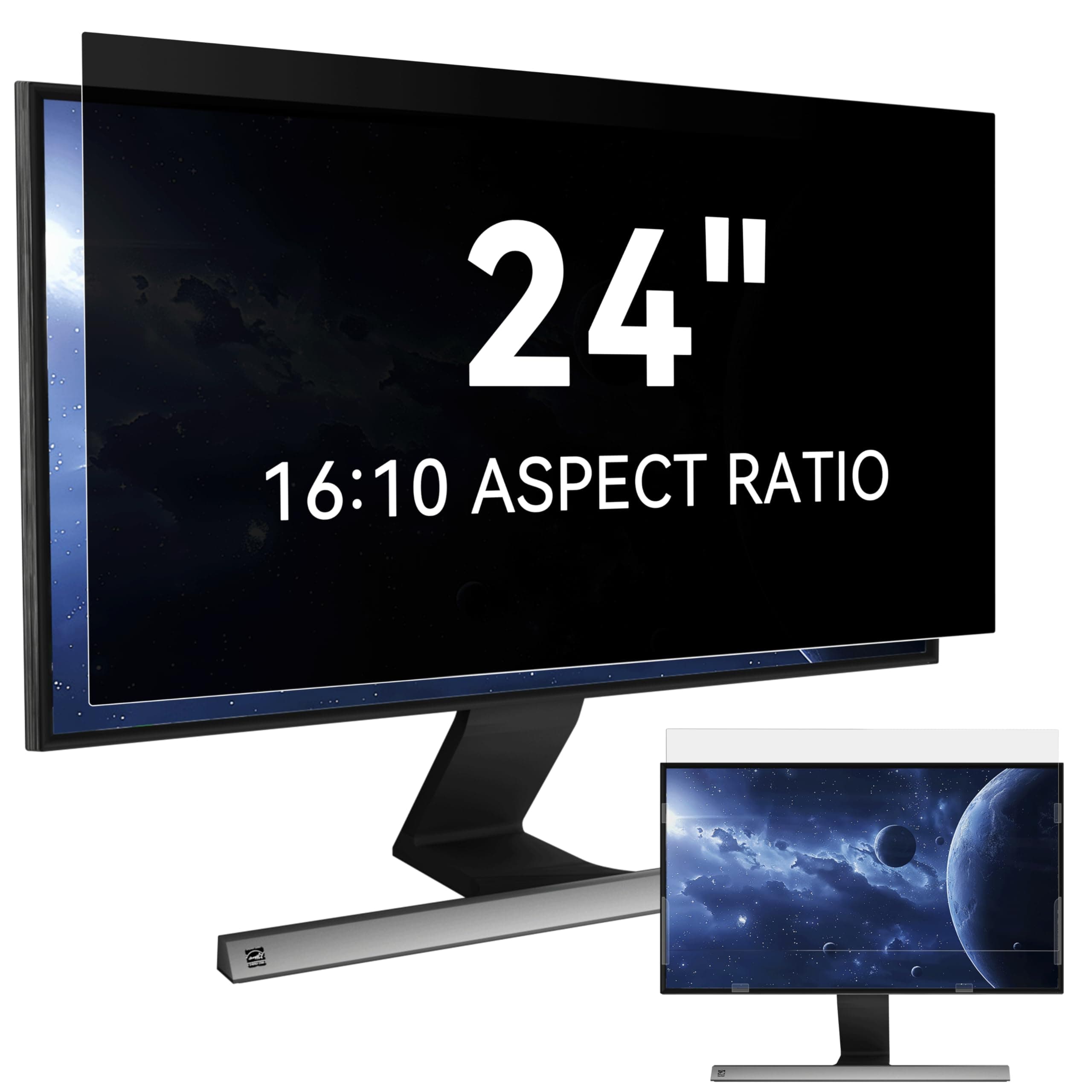24 Inch Computer Privacy Screen Filter for 16:10 Widescreen Monitor, Anti Blue Light Glare Removable Privacy Screen Protective Shield, 24inch Anti Spy Screen Protector Film