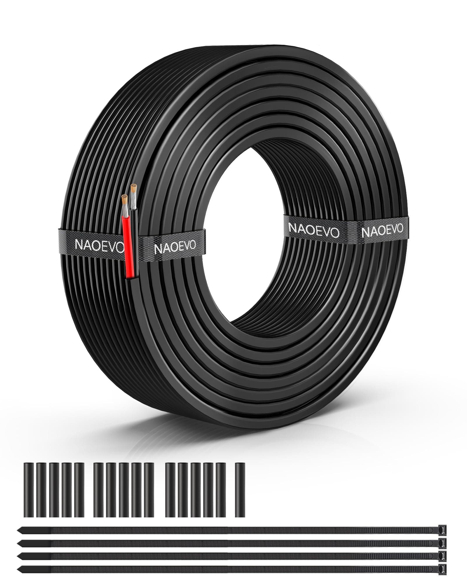 NAOEVO 16 Gauge Wire 2 Conductors, Tinned Copper Electrical Wire 12V, 30FT