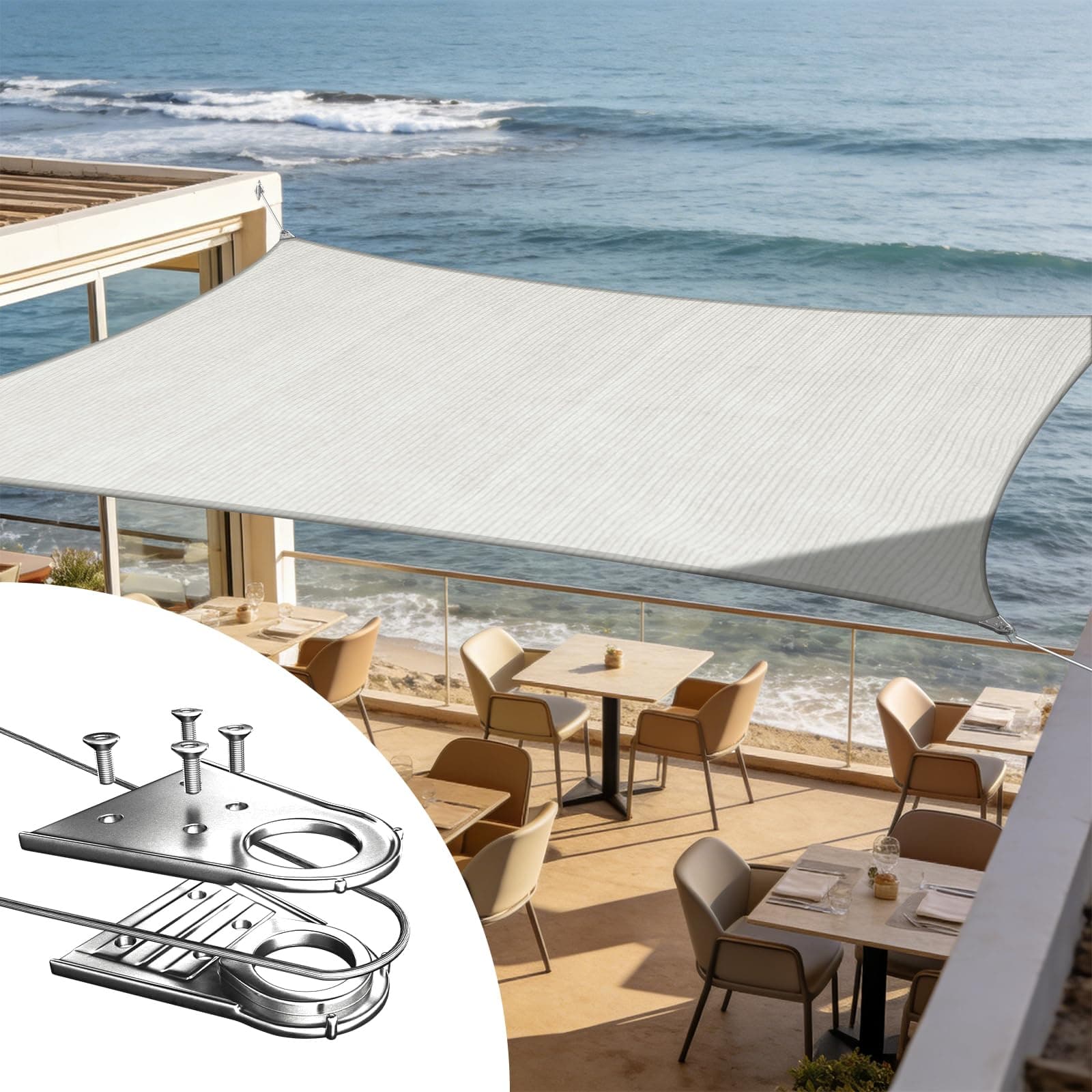 ShadeMart Heavy Duty 12' x 12'Grey Sun Shade Square Shade Sail, Super Ring Canopy Awning Shades for Patio Carport Yard UV Blockage Commercial Grade 260 GSM, We Custom Size