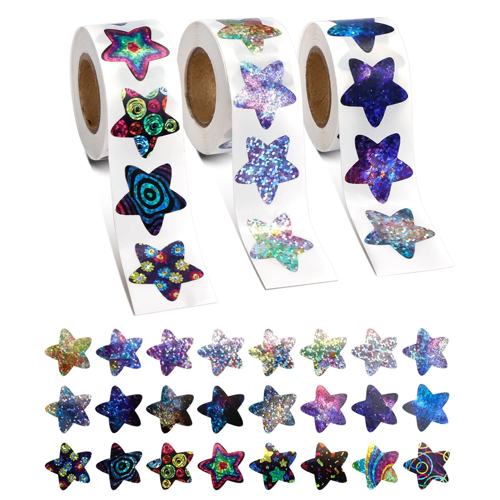 Zoyiancy 1500Pcs Star Stickers for Reward, Self Adhesive Reward Behavior Stickers, Multicolor Incentive Star Sticker Roll for Student Teacher Home Decal (24 Styles)
